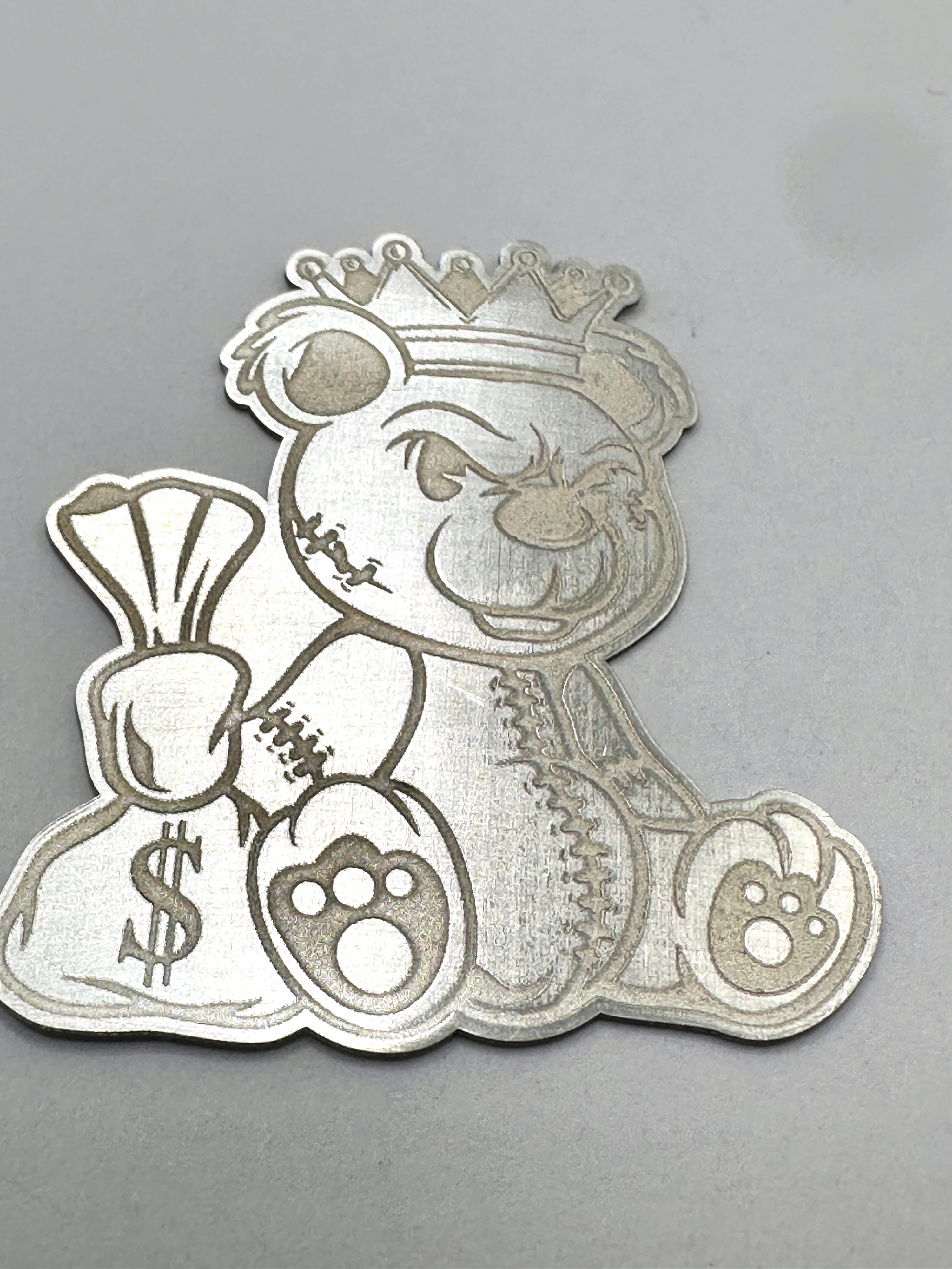 A Contemporary 999 Fine Silver Teddy Bear Bullion Piece Made by PURE