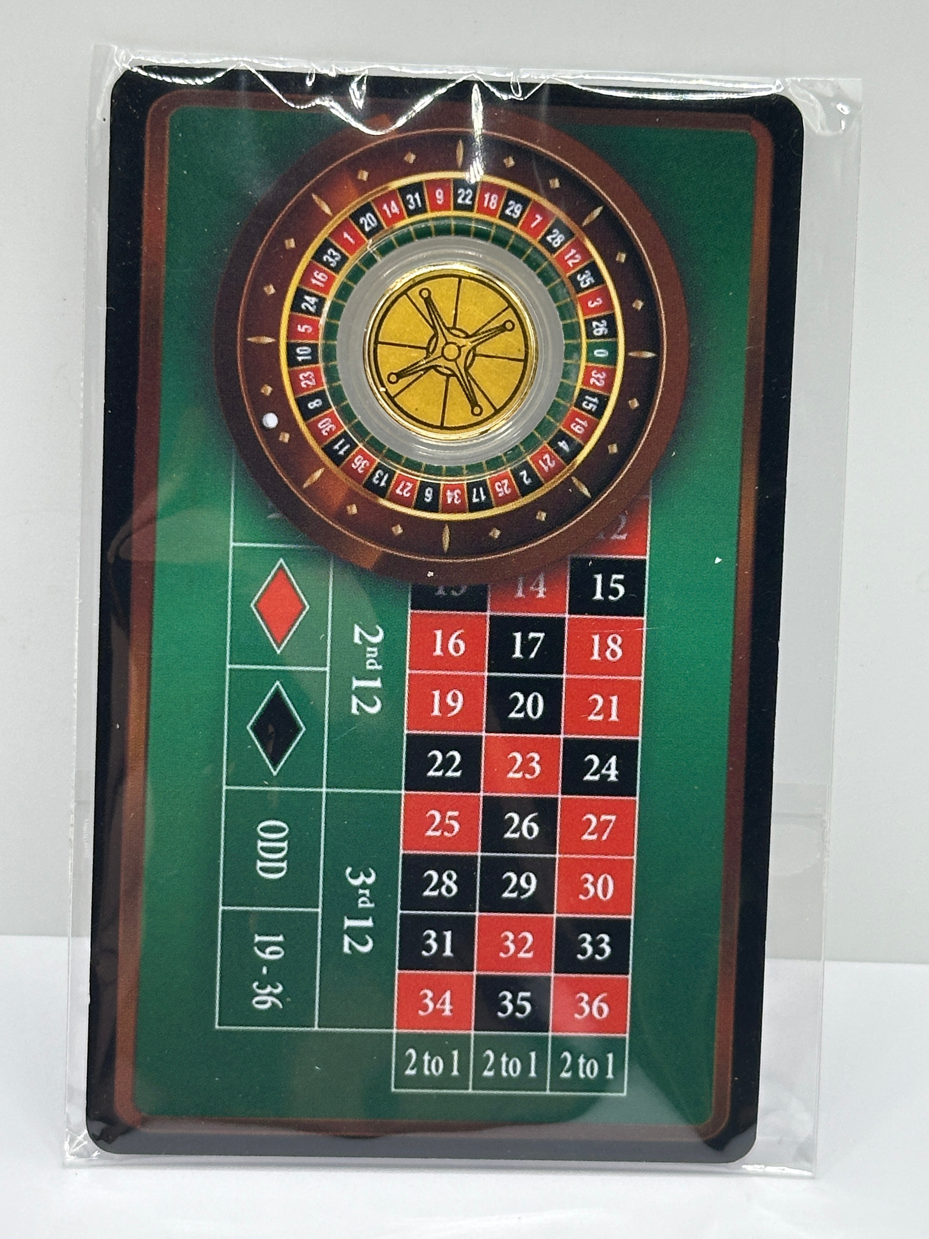 A Roulette Theme .999 Gold 1/1000 oz Round in Certificate Card