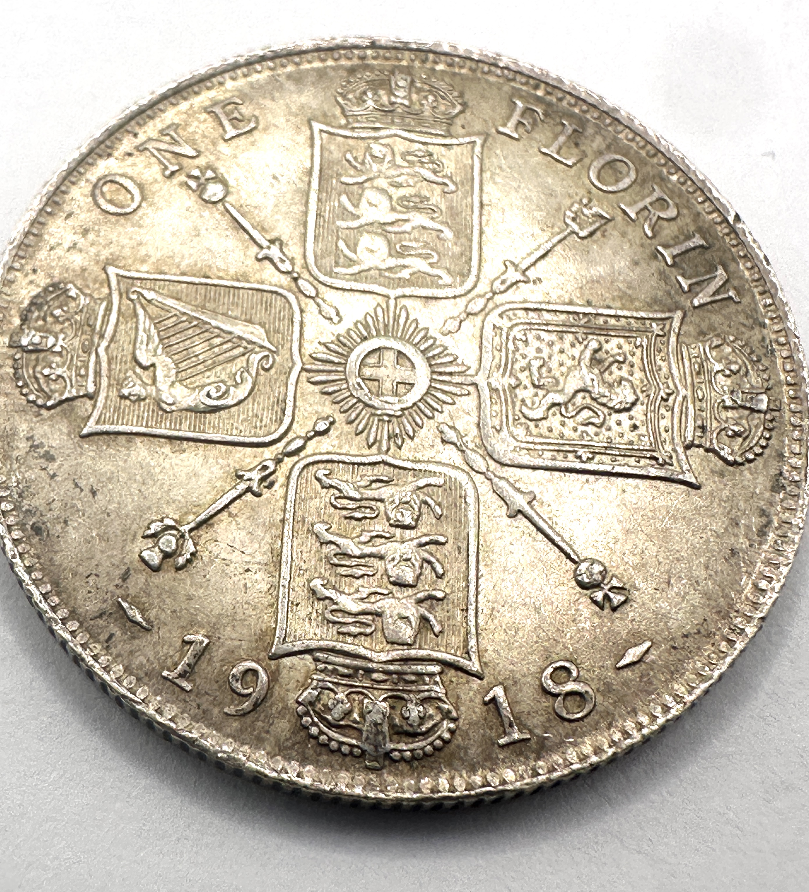 UK 1918 George V Silver Florin