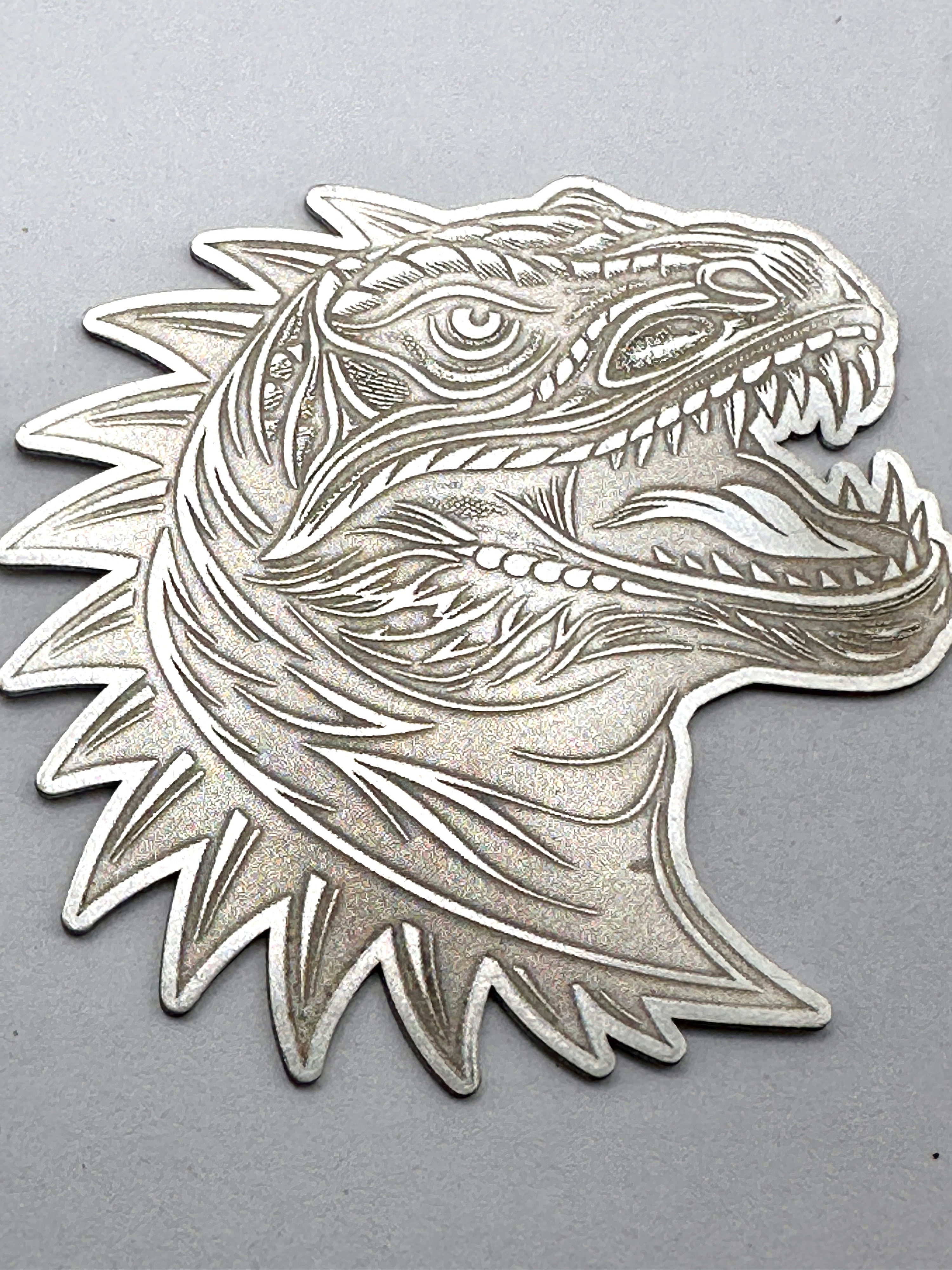 A .999 Fine Silver Stylised Dragon Head Bullion Piece