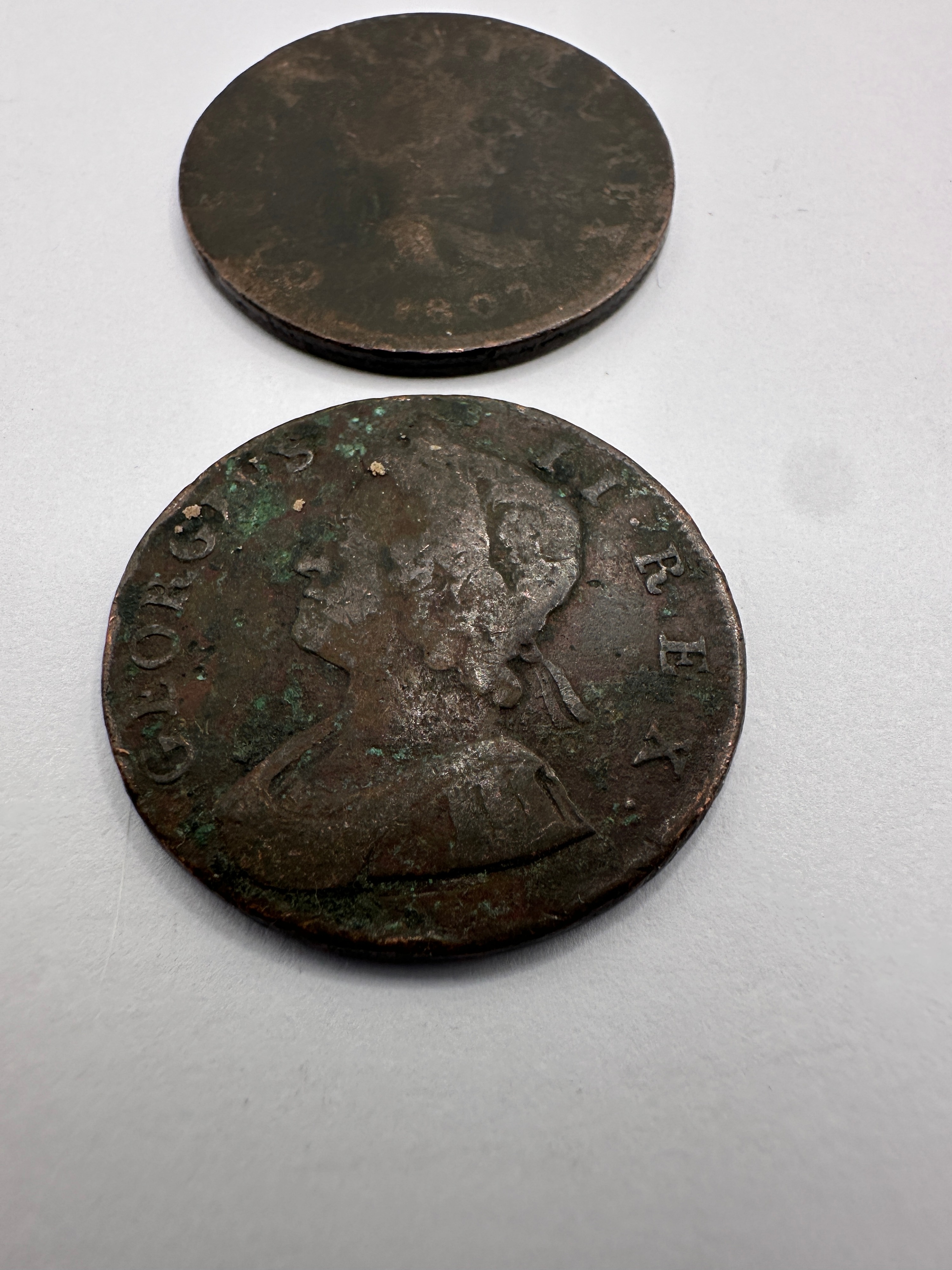 A Pair of UK 1807 George III Halfpennies