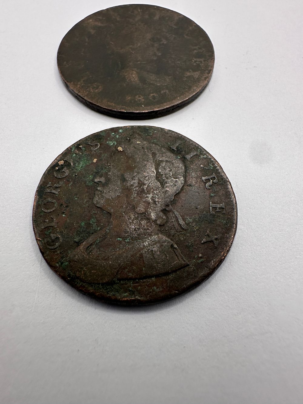 Lot 31: A Pair of UK 1807 George III Halfpennies