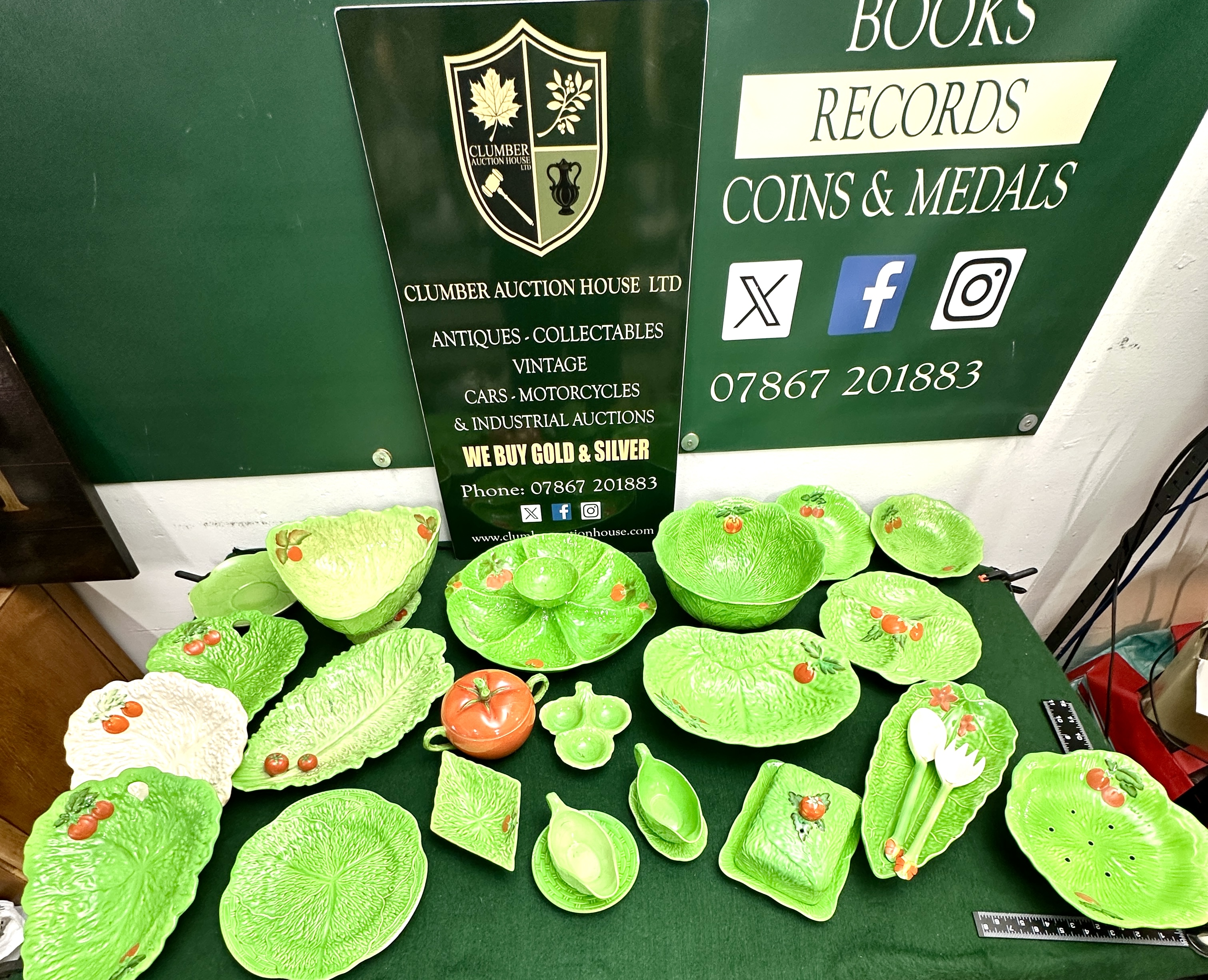 A Collection of Glazed Ceramic Cabbage and Tomato Pattern Tableware