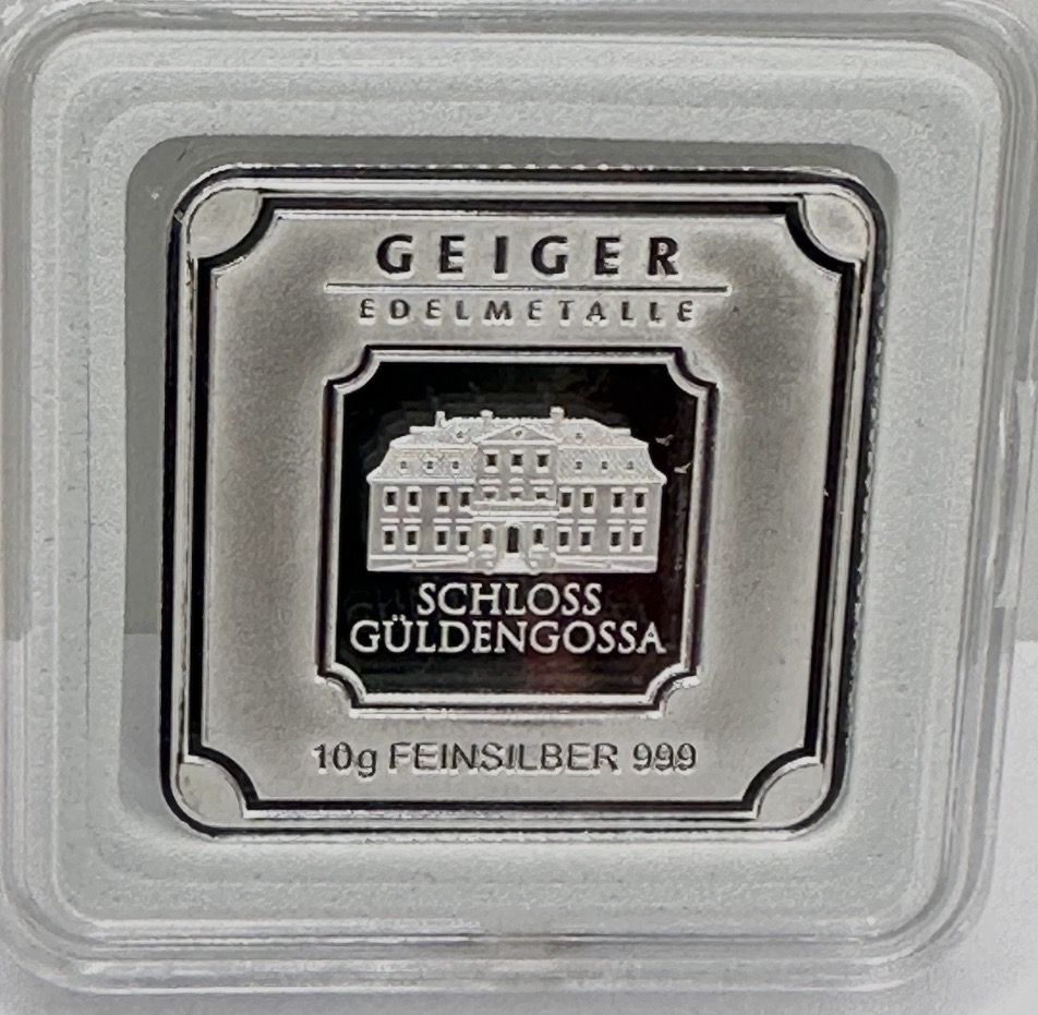 Geiger Edelmetalle 10g .999 Fine Silver Square Bar