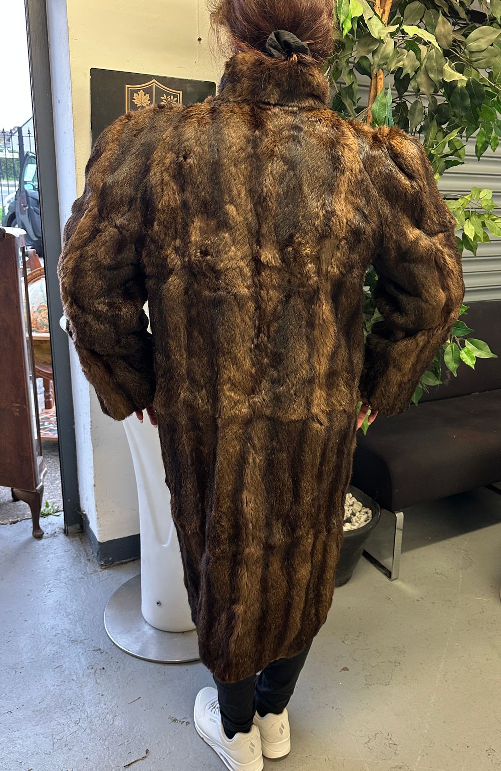 Lot 509: A Full-Length Brown Mink Fur Coat with Passementerie Buttons