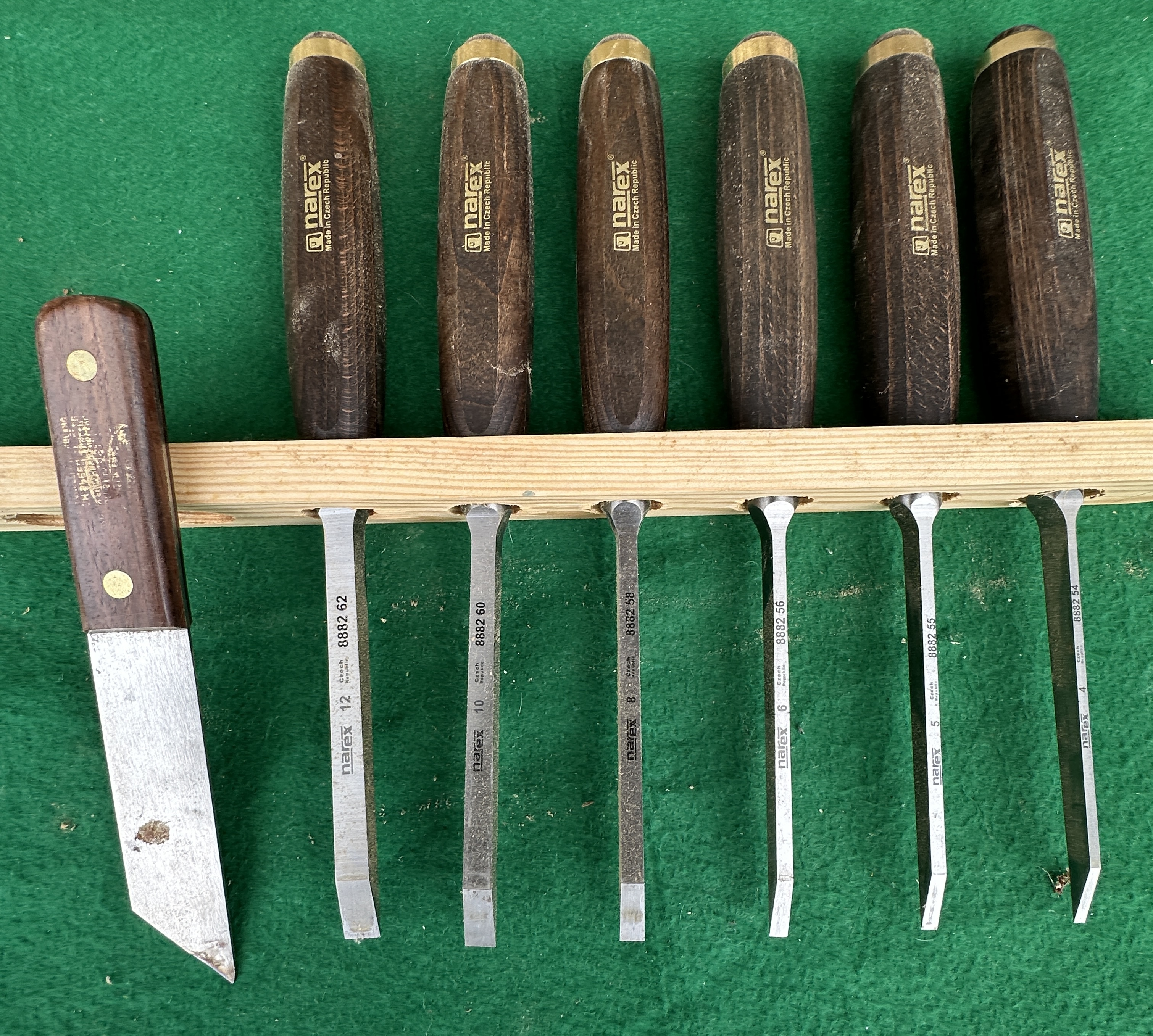 A Set of Narex Mortise Chisels and a Murphy Marking Knife