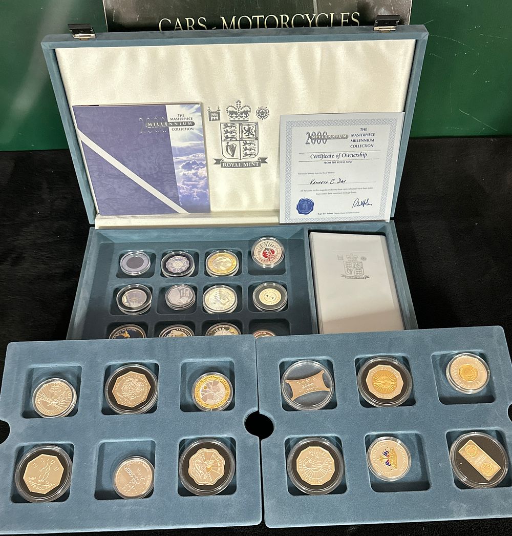 Lot 443: UK 2000 Royal Mint The Masterpiece Millennium Collection Silver 24 Coin Set