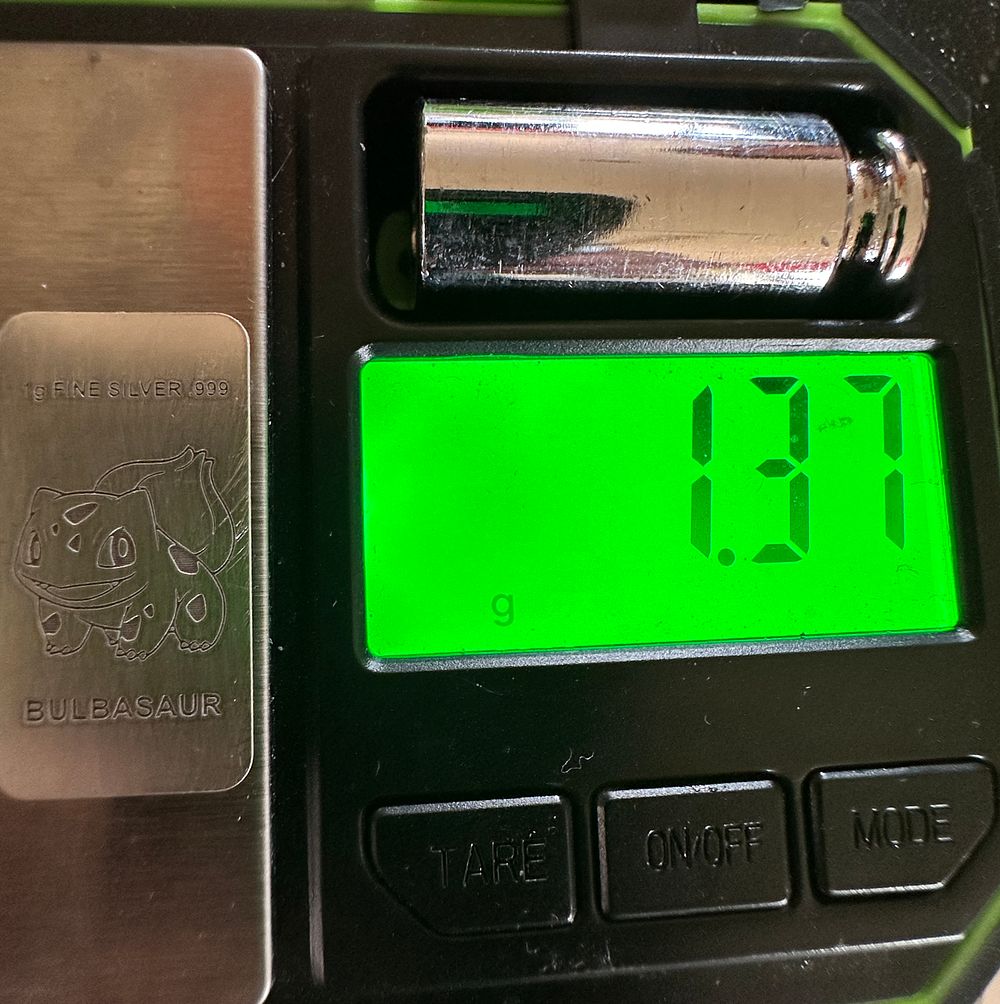 Lot 452: A Bulbasaur Struck 1g Fine Silver .999 Bullion Bar