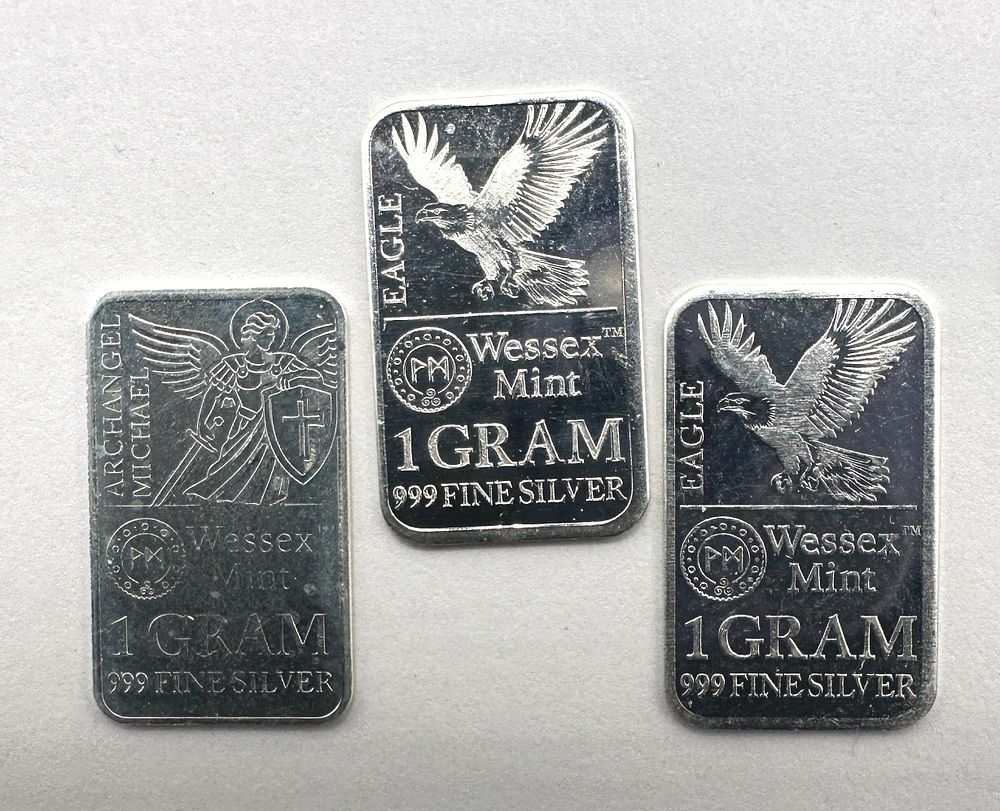Lot 453: A Trio of Wessex Mint .999 Fine Silver 1 Gram Bars