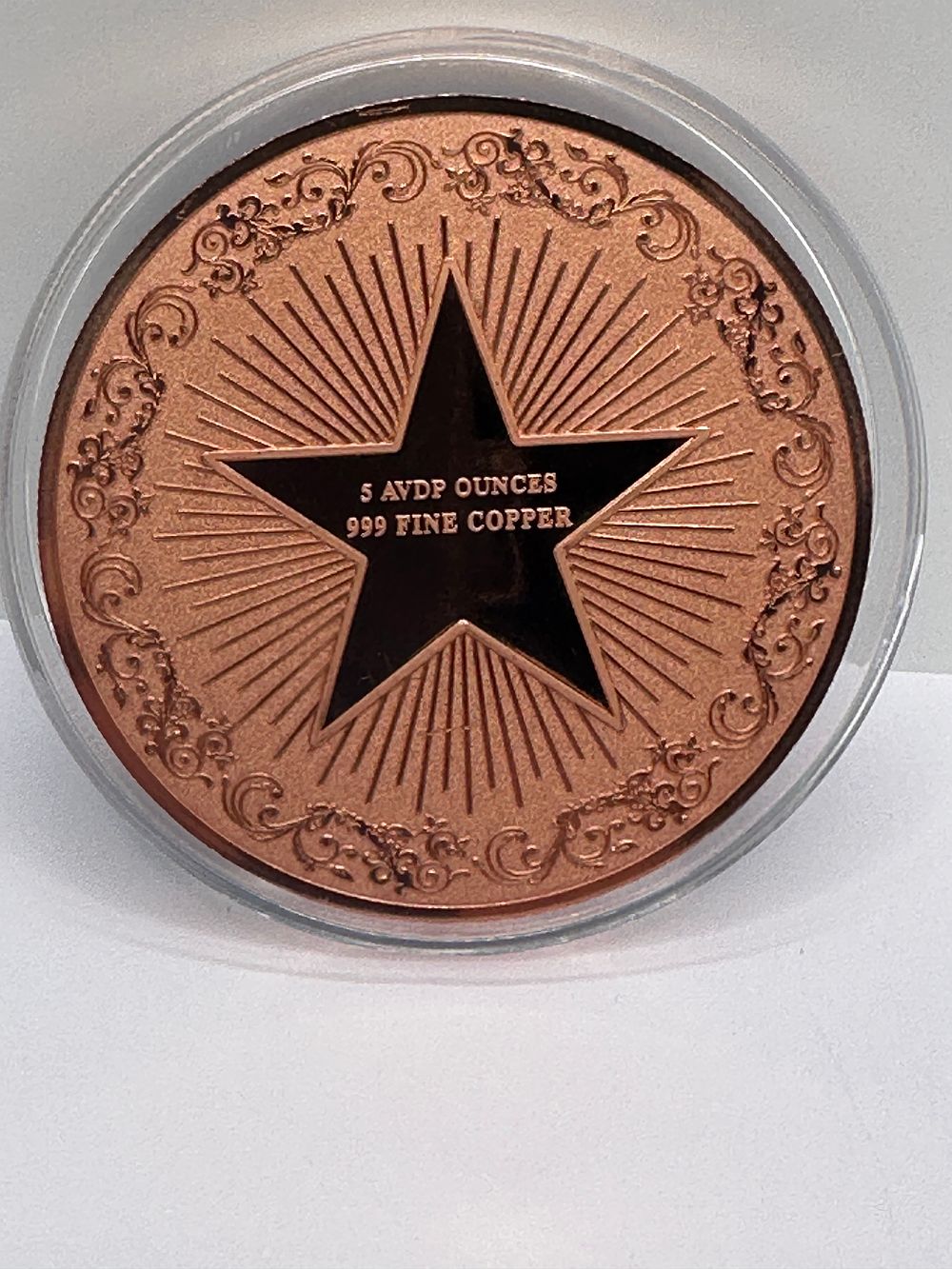 Lot 457: A Colorized 5 AVDP Ounce .999 Fine Copper Round