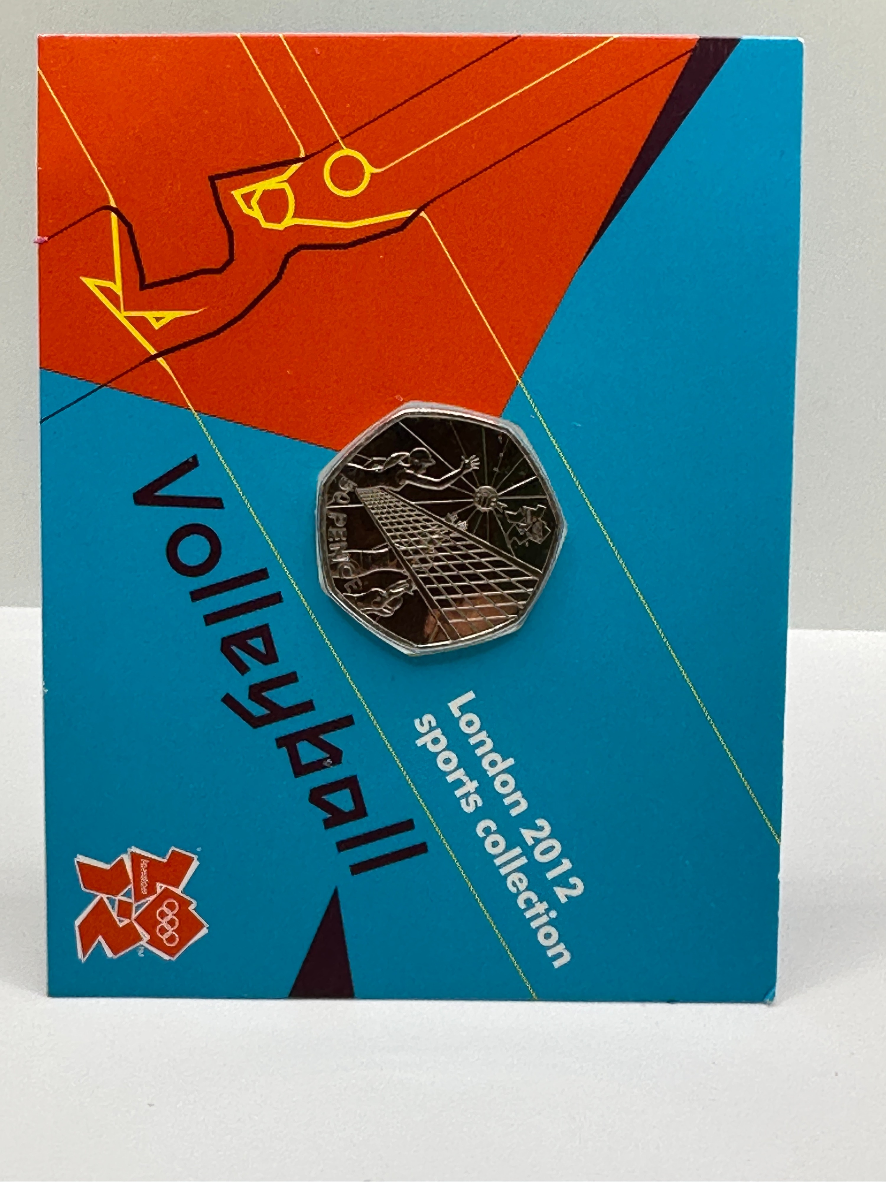 UK 2011 Volleyball 50 Pence Coin in London 2012 Presentation Card