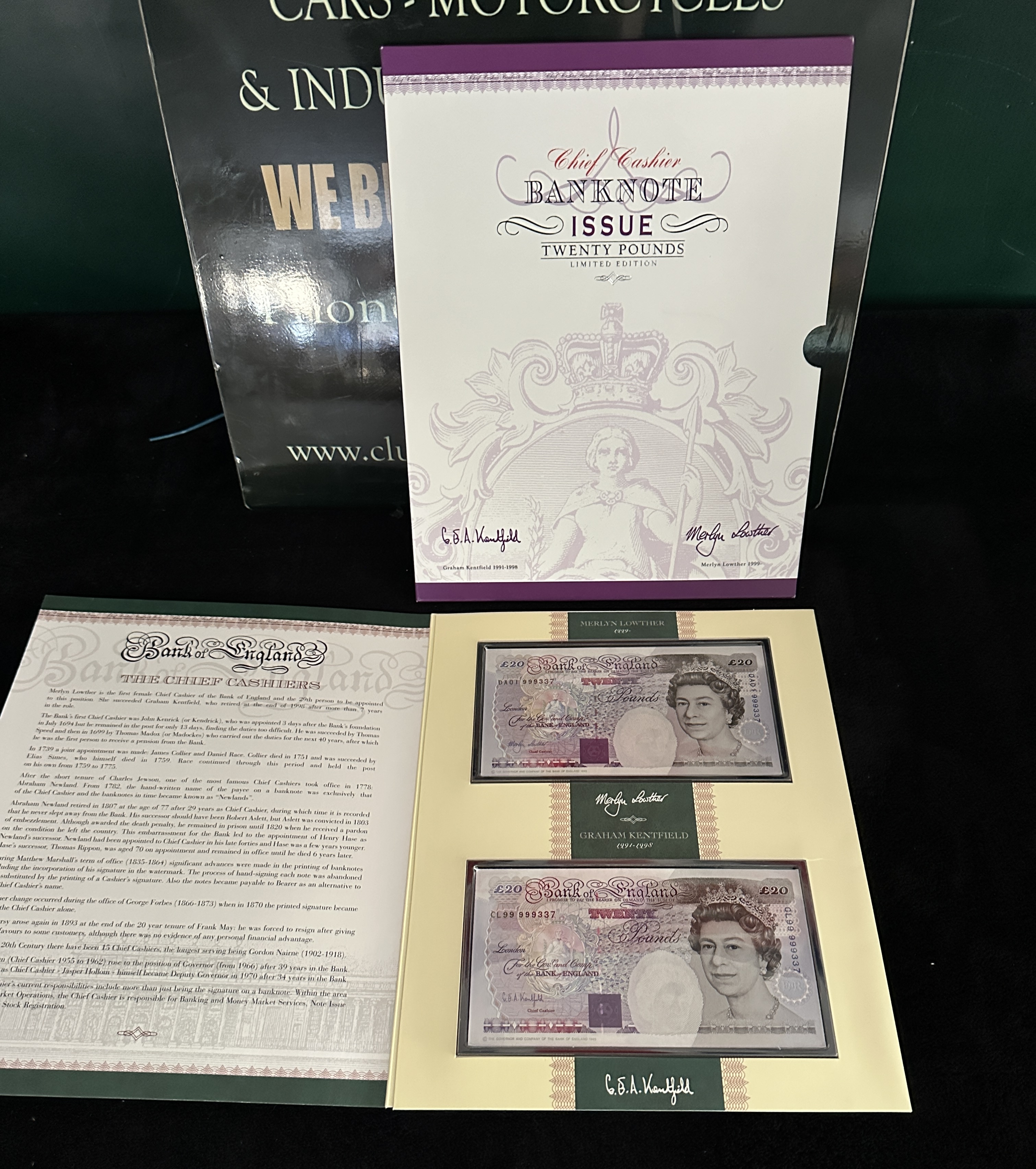UK 1999 Bank of England Twenty Pounds Limited Edition Banknote Set