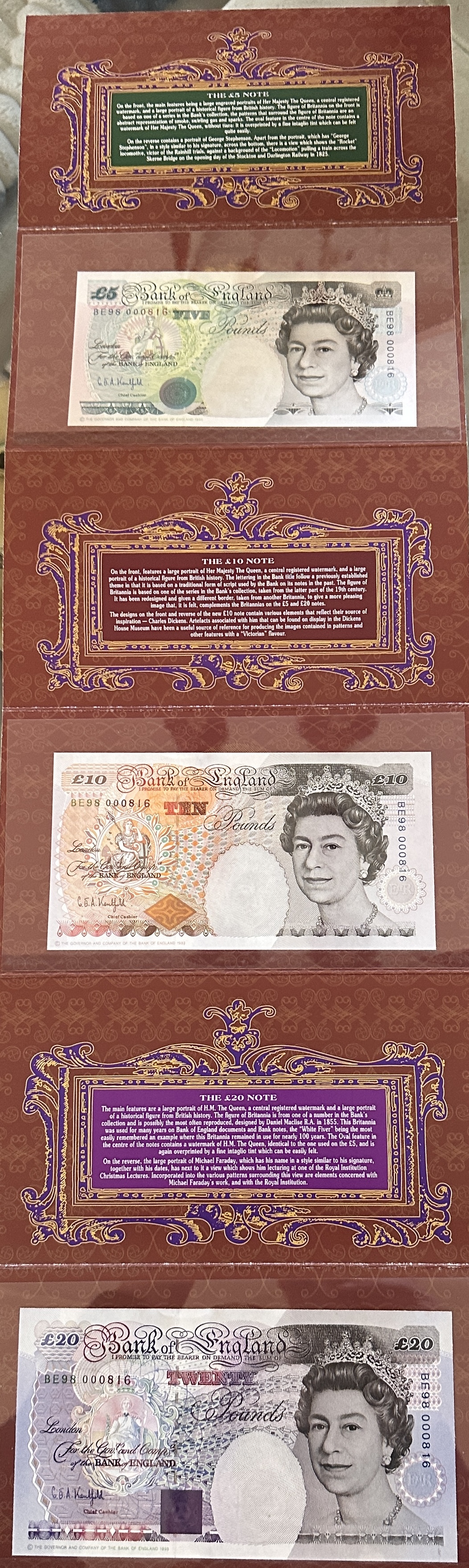 UK 1990-1993 The UK Royal Triplet Banknote Set