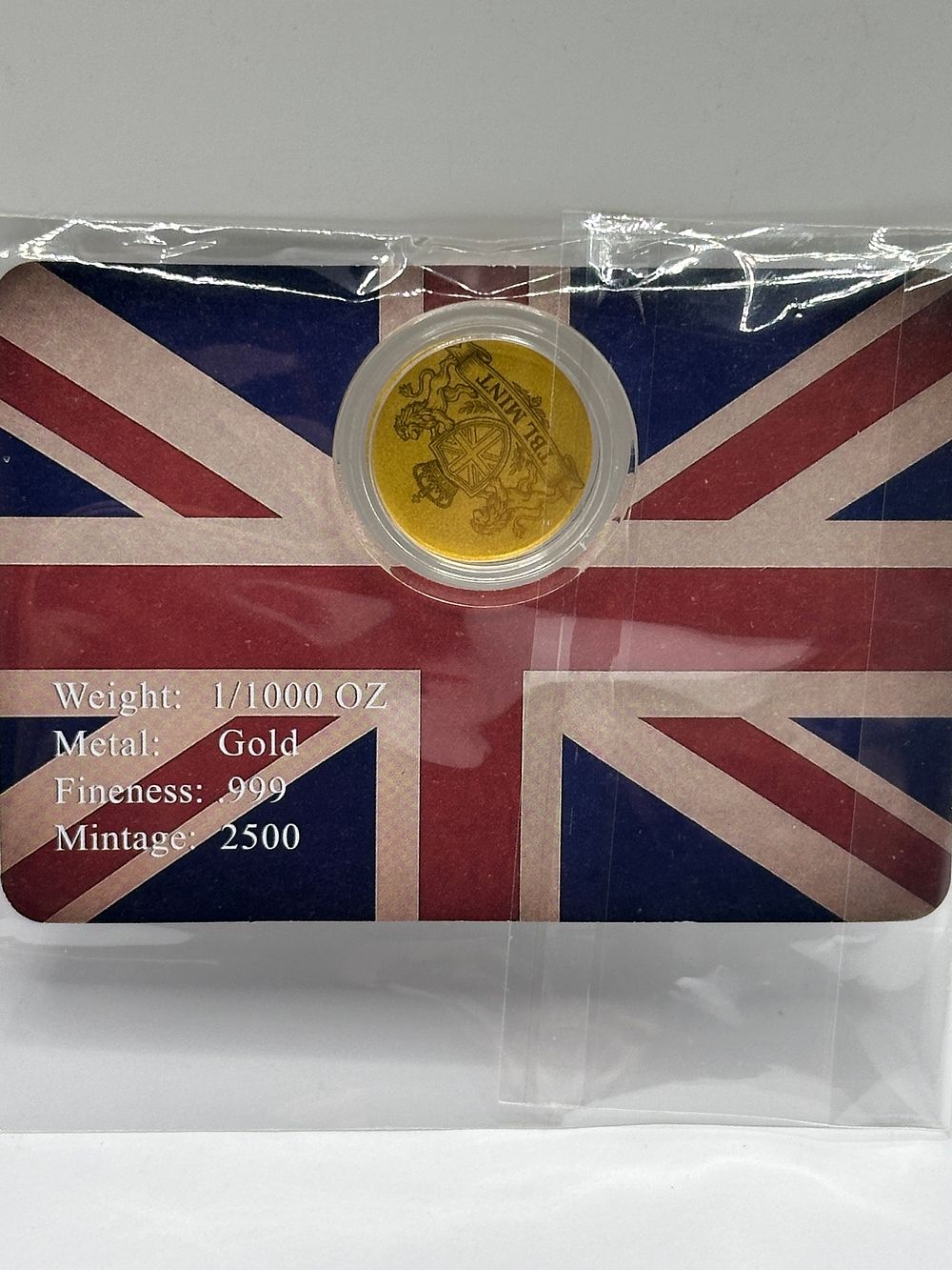 Lot 160: UK TBL MINT .999 Gold 1/1000 oz Round