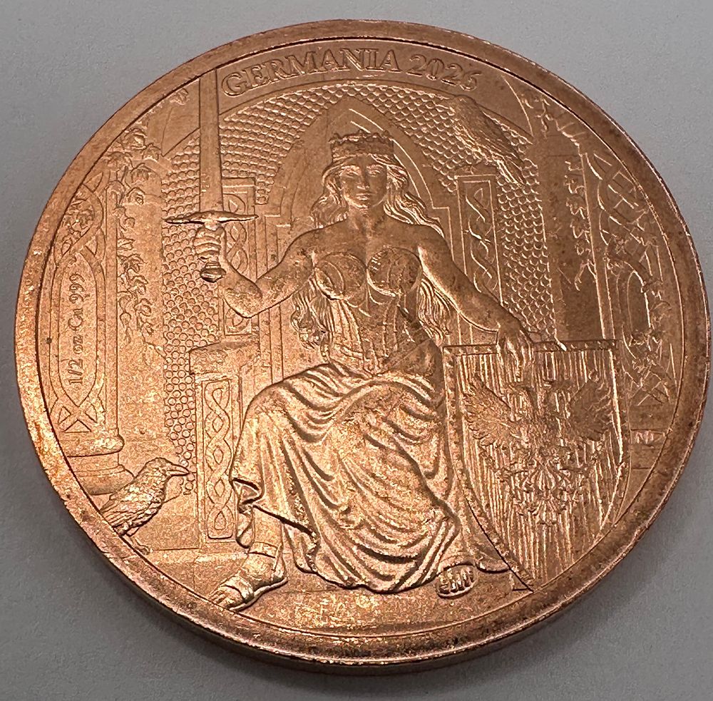 Lot 169: Germania 2023 Allegories 1/2 oz .999 Copper Round
