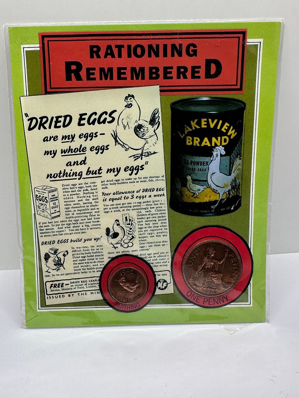 Lot 196: A 1946 Rationing Remembered Display Set, Including a Penny and Farthing