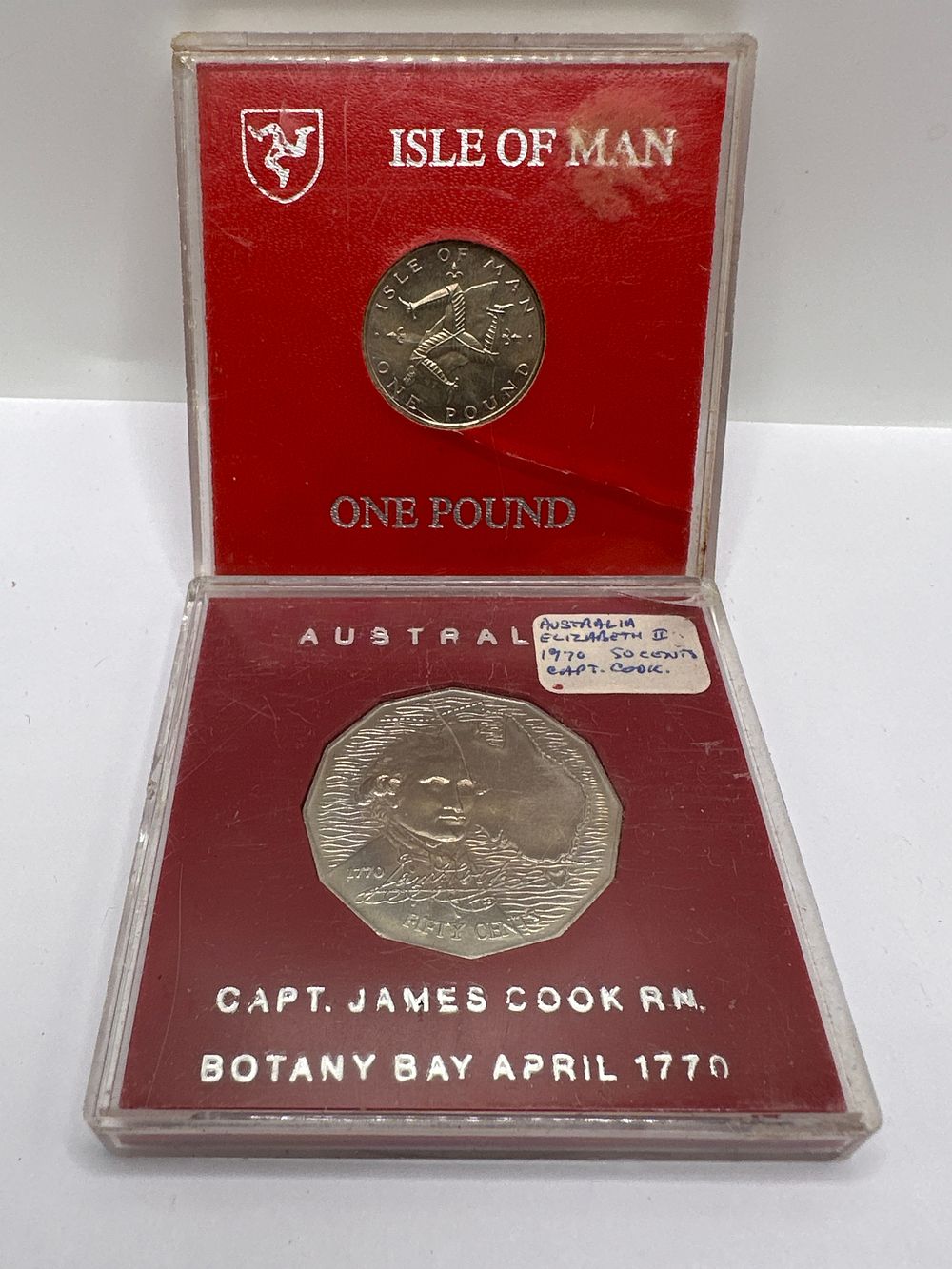 Lot 205: A Pair of Commemorative Isle of Man and Australian 1970 Coins