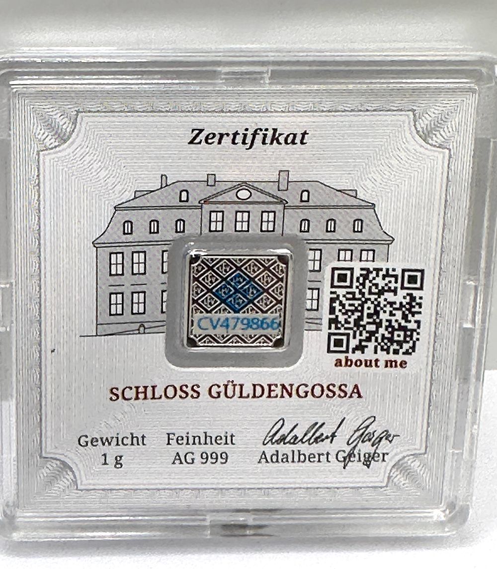 Lot 211: A Geiger Edelmetalle 1 Gram .999 Fine Silver Square Bar