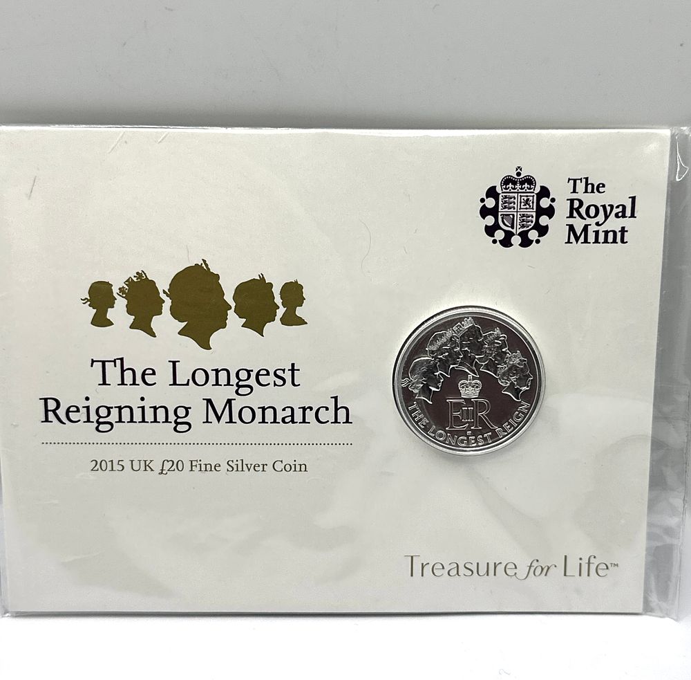 Lot 212: UK 2015 Queen Elizabeth II Fine Silver 20 Pound Coin