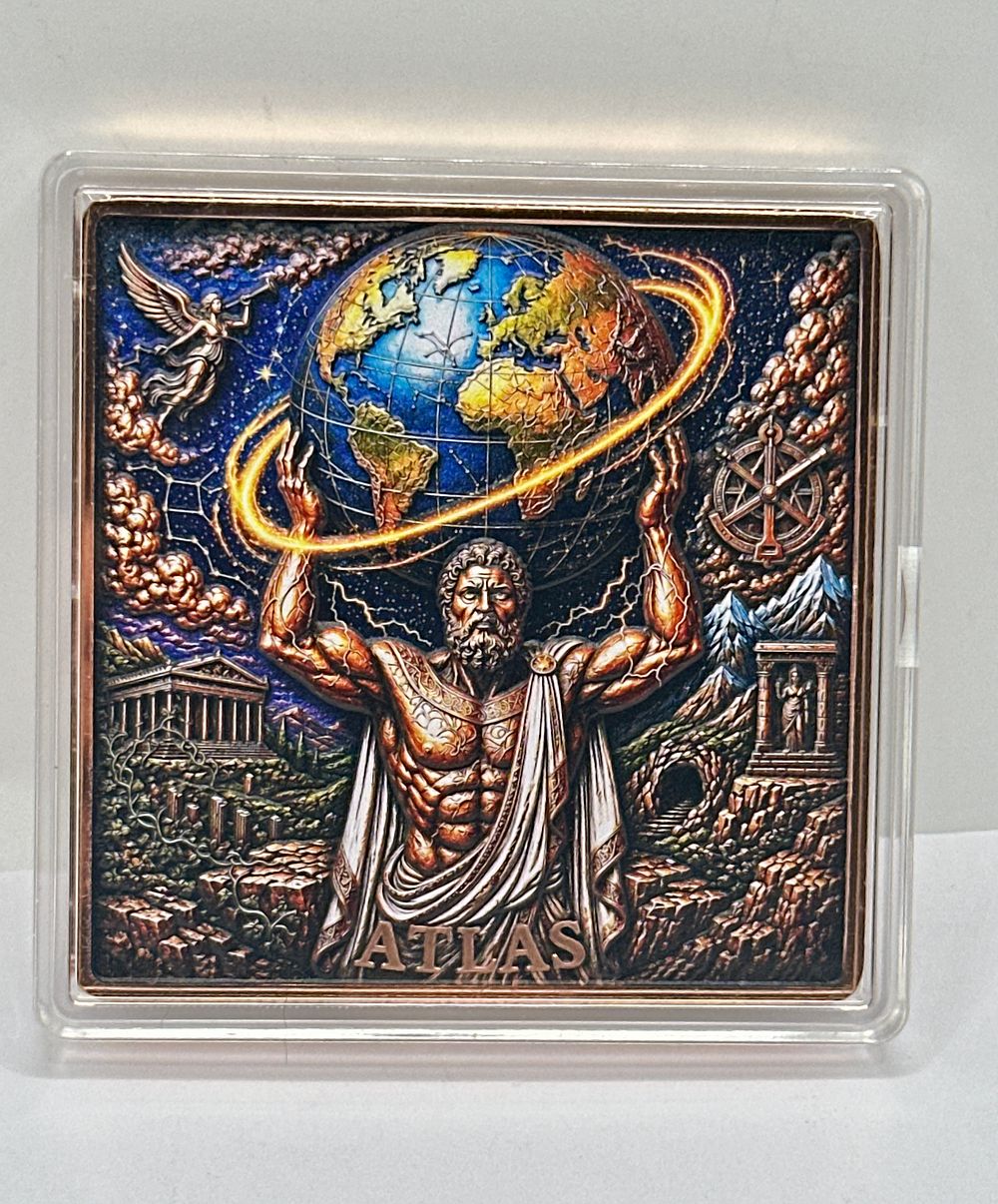 Lot 223: TBL Mint Mythology Series 5 Ounce Copper Atlas Round