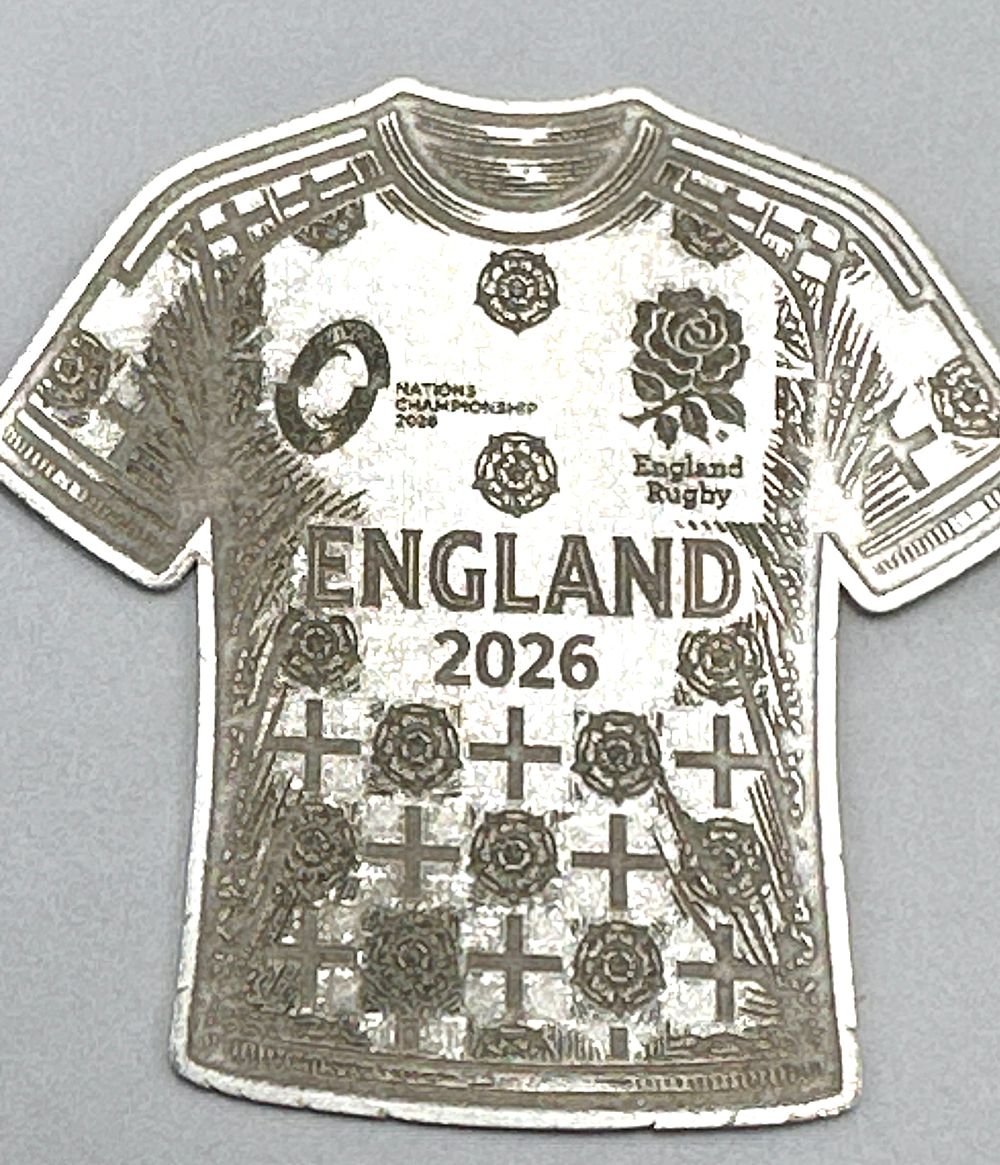 Lot 227: An England 2026 .999 Fine Silver Rugby Jersey Bullion Piece