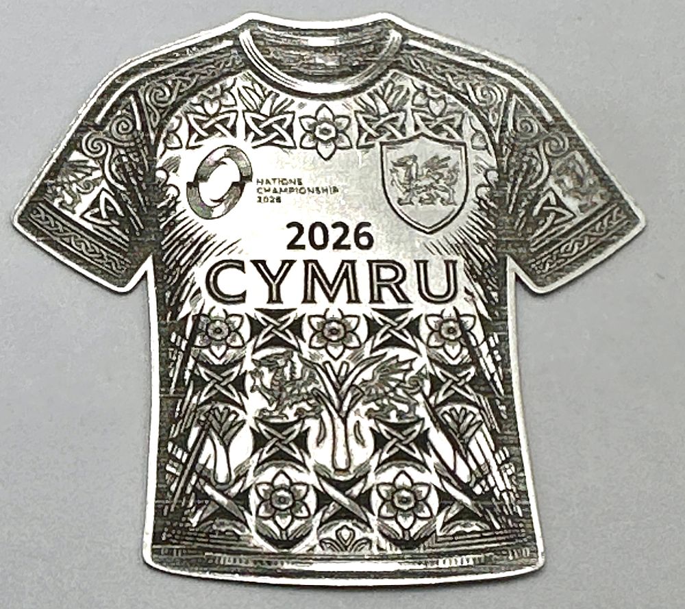 Lot 229: A 2026 Wales Cymru Nations Championship 999 Fine Silver Jersey Medalet