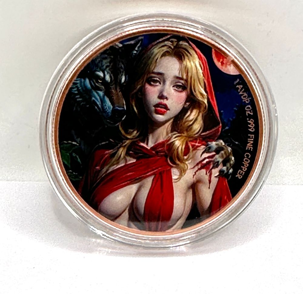 Lot 237: A Colorized .999 Fine Copper One Ounce Avoirdupois Round