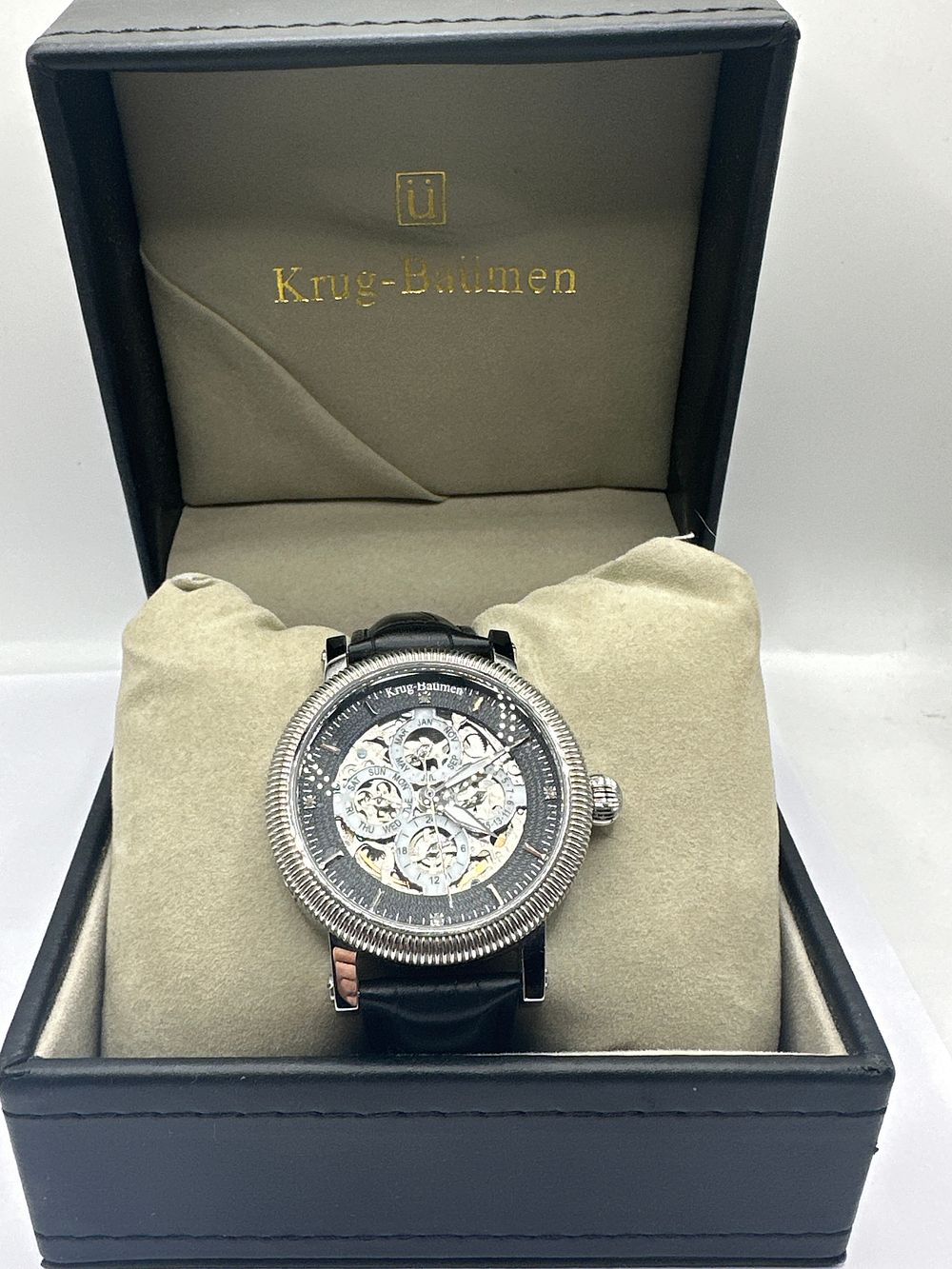 Lot 41: A Krug-Baümen Majestic Automatic Skeletonized Wristwatch, With Box And Documentation