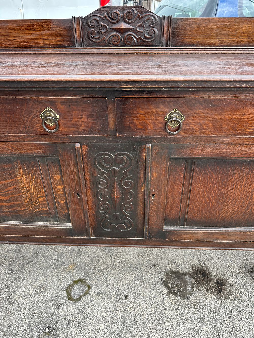 Lot 76: An Oak Jacobean Revival Sideboard With Barley Twist Legs