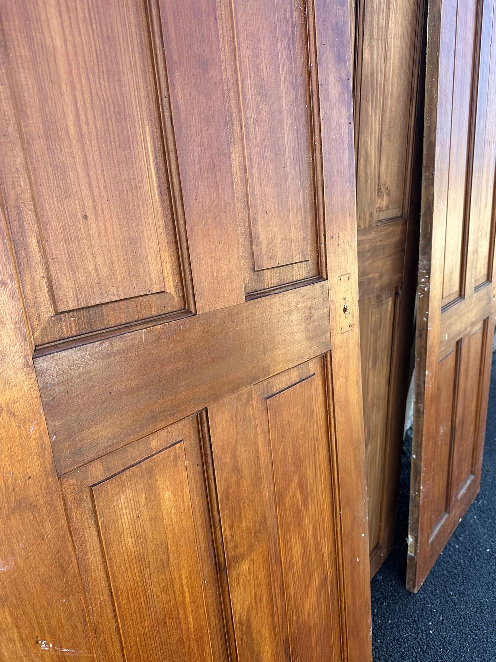 Lot 116: A Trio of Four Panel Reclaimed Internal Softwood Doors