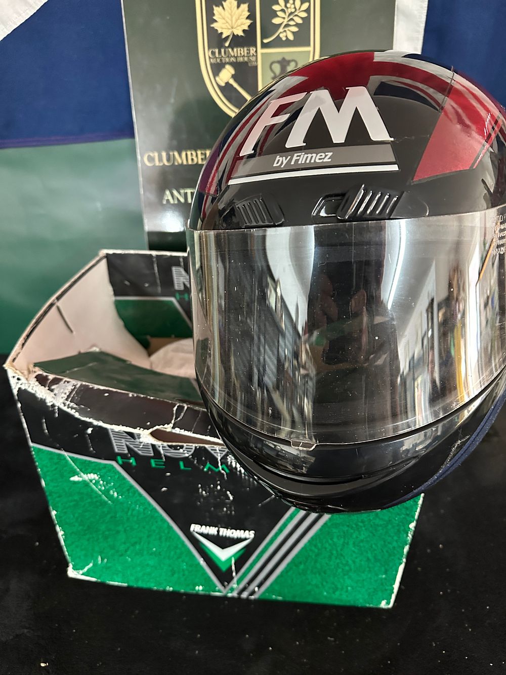 Lot 146: An FM by Fimez Full-Face Motorcycle Helmet with Storage Box