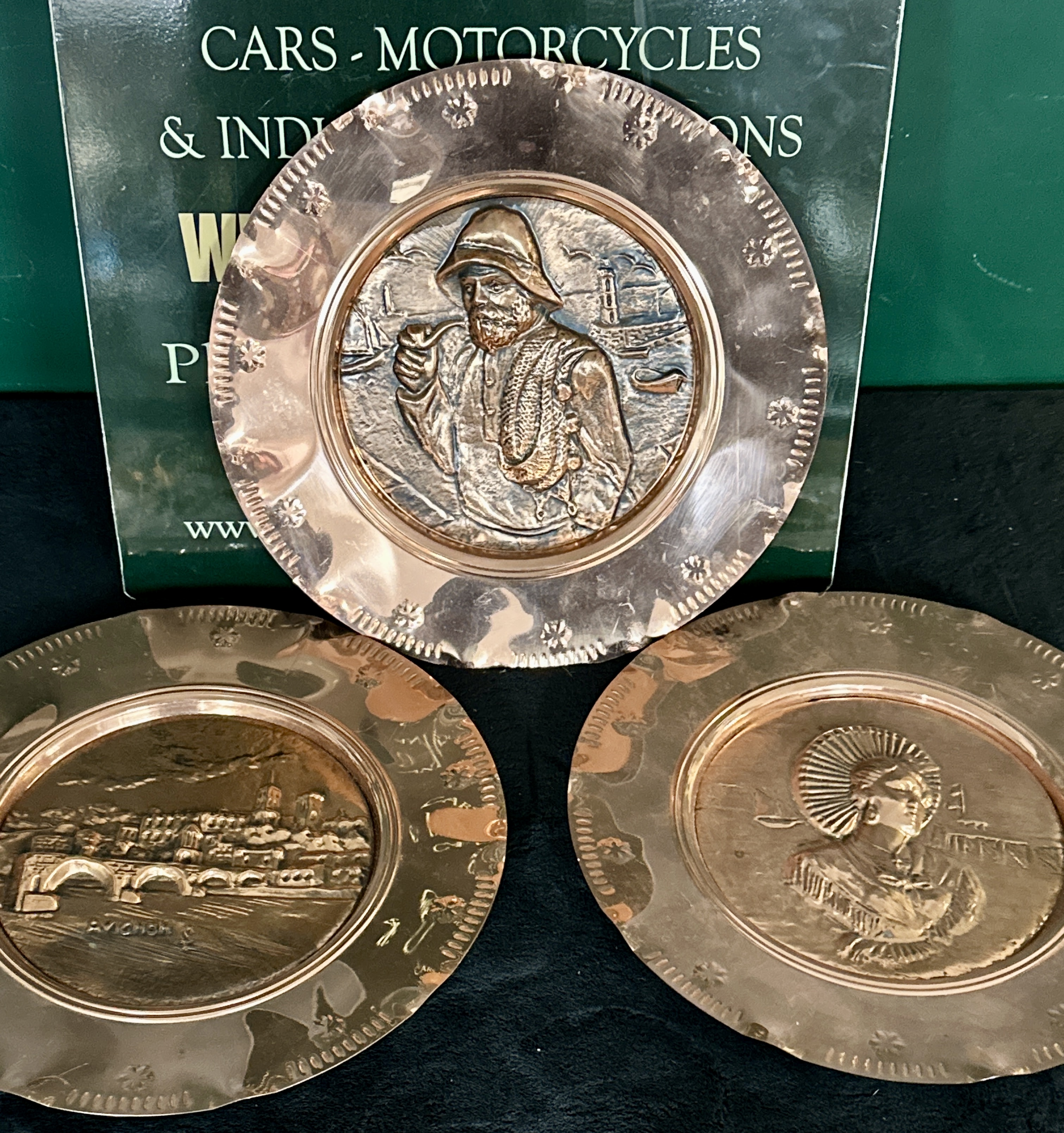 A Trio of Mid-20th Century French Cuivre Veritable Wall Plates