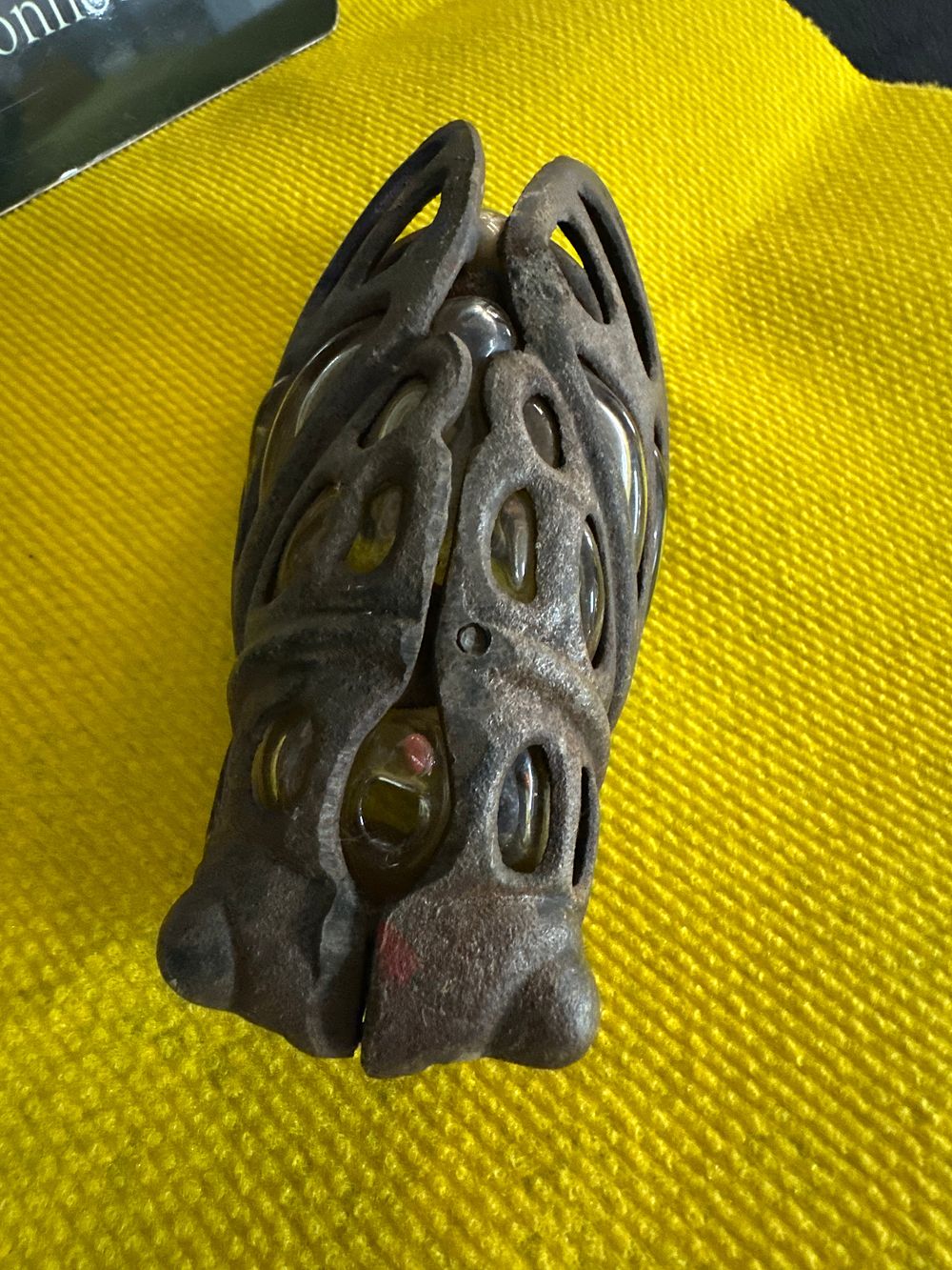 Lot 20: A Vintage Metal and Glass Cicada Form Lamp Cover (Rare)