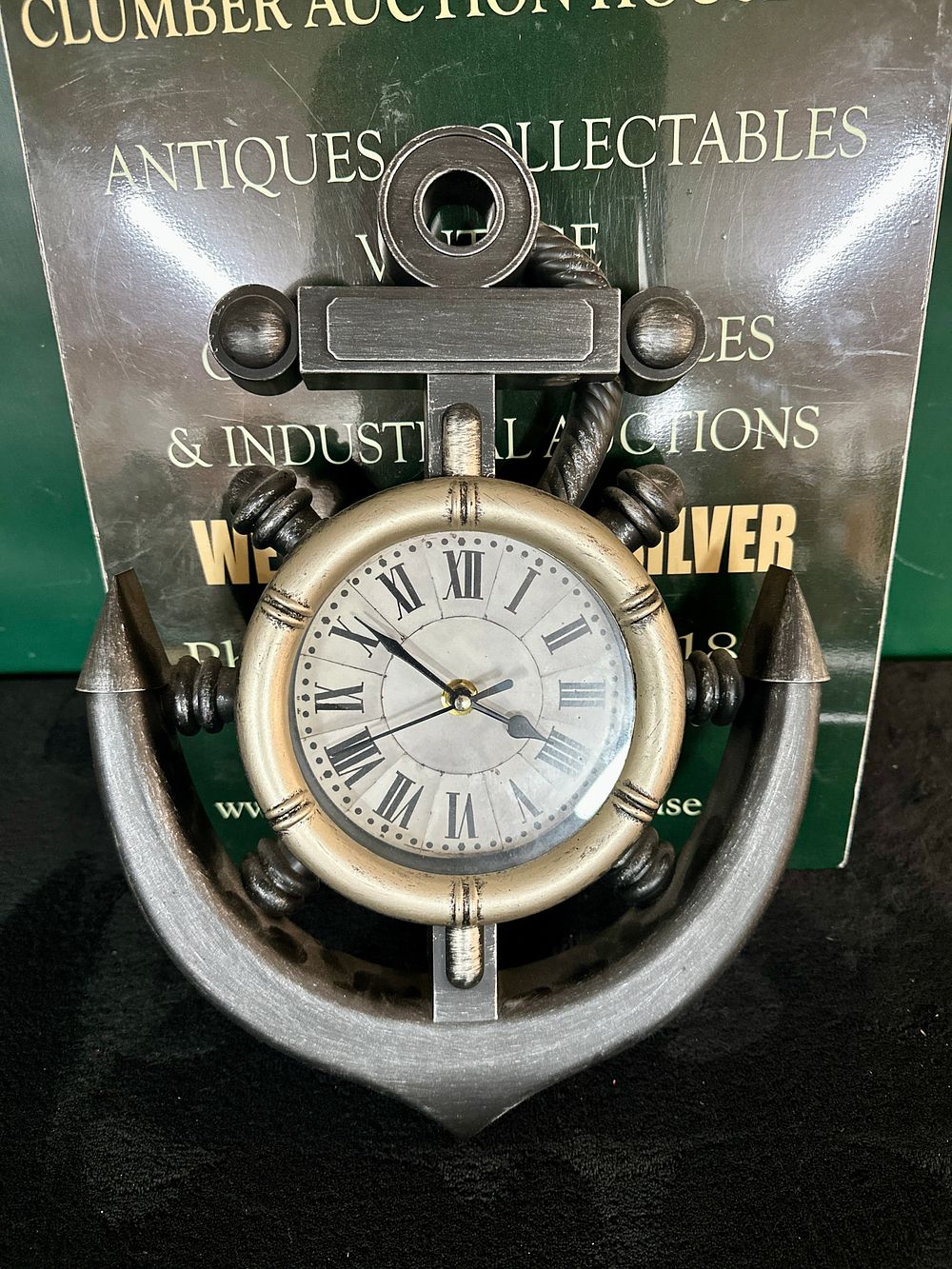 Lot 150: A Nautical Themed Anchor and Ships Wheel Mantel Clock