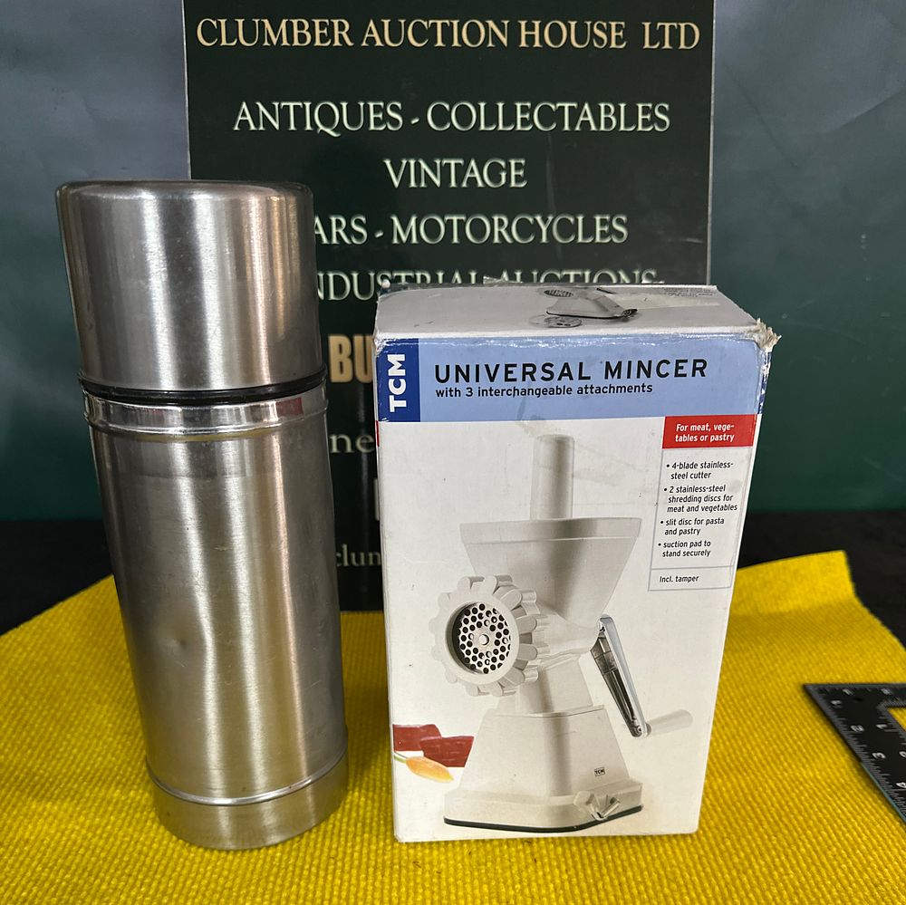 Lot 152: A TCM Universal Mincer and an Insulated Vacuum Flask