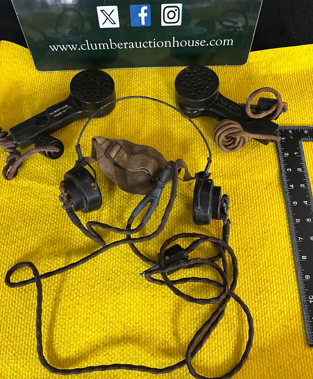 Lot 191: A Group of British Military Type 3 Hand Microphones and Headphones