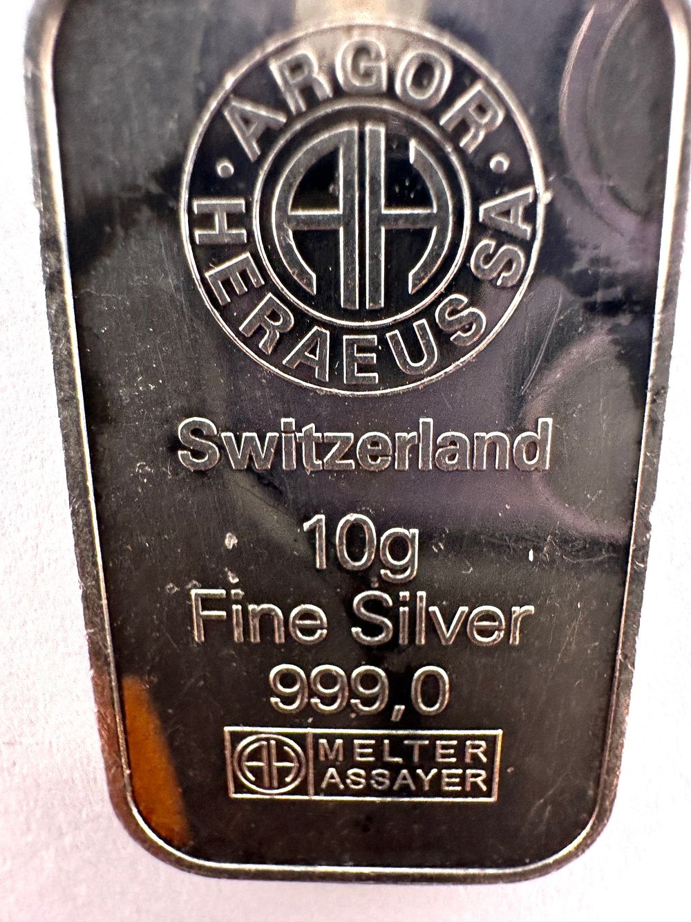 Lot 251: Argor-Heraeus SA 10g Fine Silver Bullion Bar