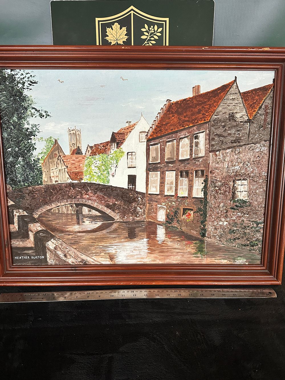 Lot 154: Heather Burton, An Impasto Oil Painting of a European Canal Scene