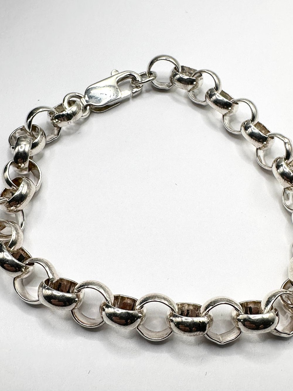 Lot 240: A Silver Belcher Link Bracelet With Lobster Claw Clasp