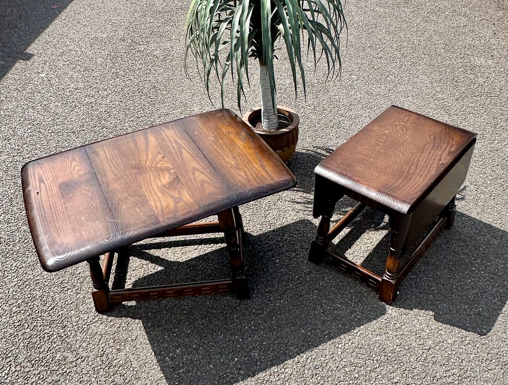 Lot 303: A Pair of Mid-20th Century Oak Drop-Leaf Occasional Tables
