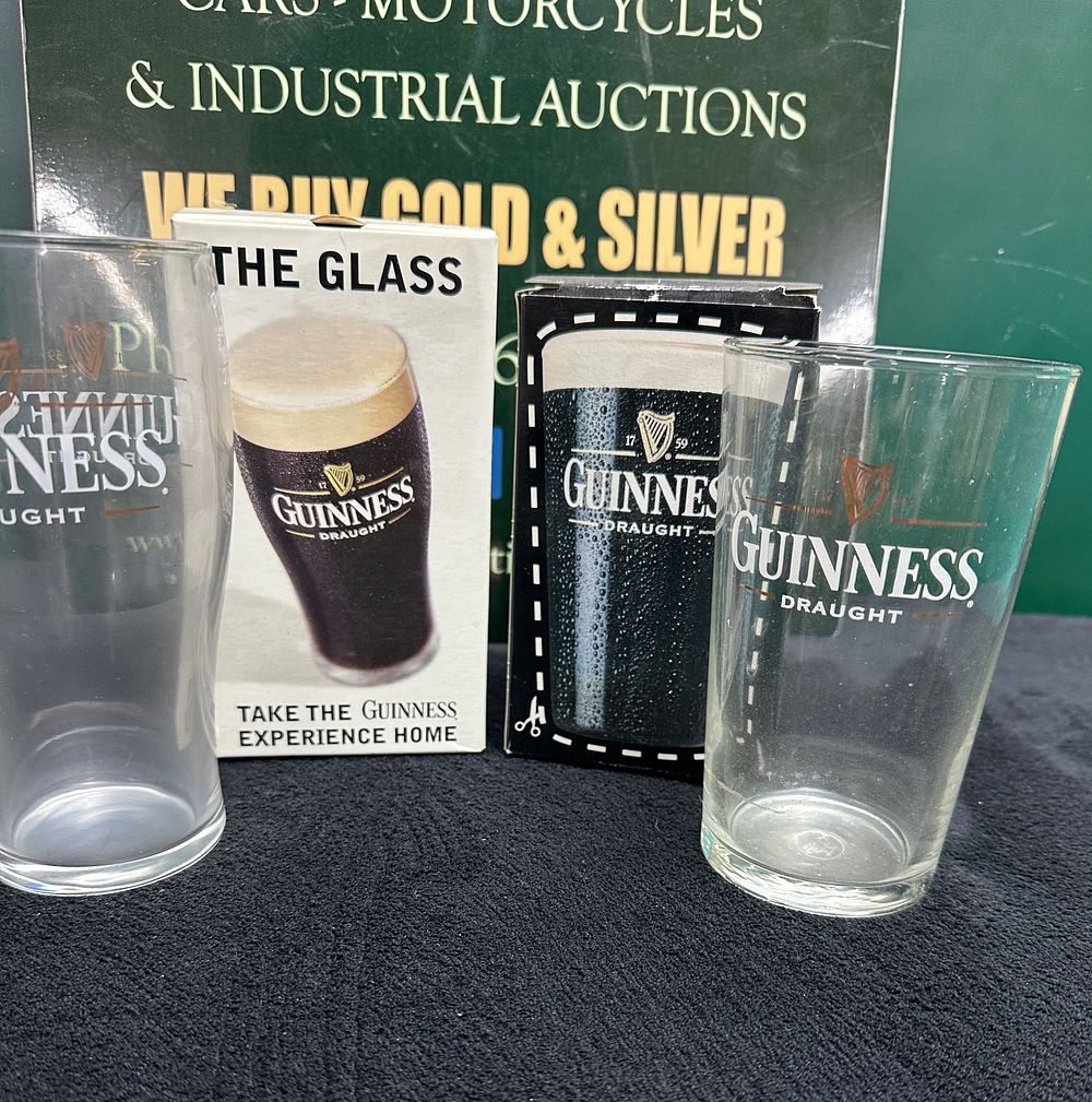 Lot 325: Two Guinness Draught Pint Glasses with Original Retail Boxes