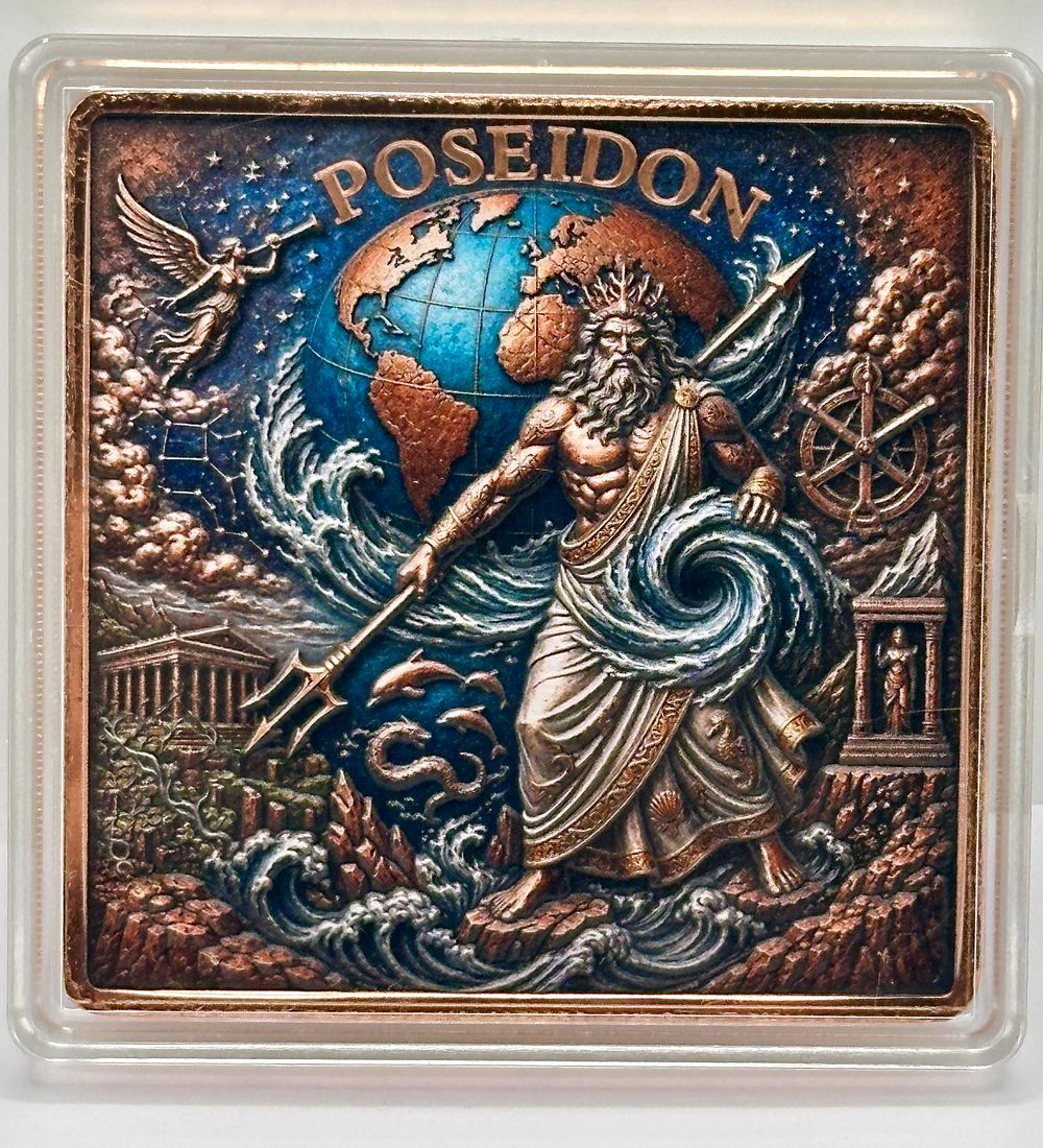 Lot 369: TBL Mint Mythology Series 5 Ounce Copper Round, Poseidon