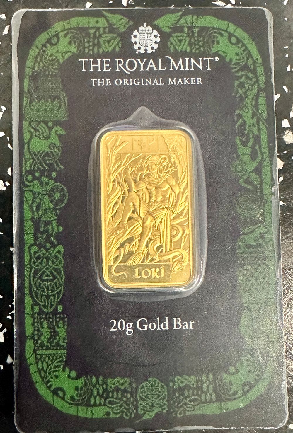 Lot 380: The Royal Mint Loki 20g 999.9 Fine Gold Minted Bullion Bar