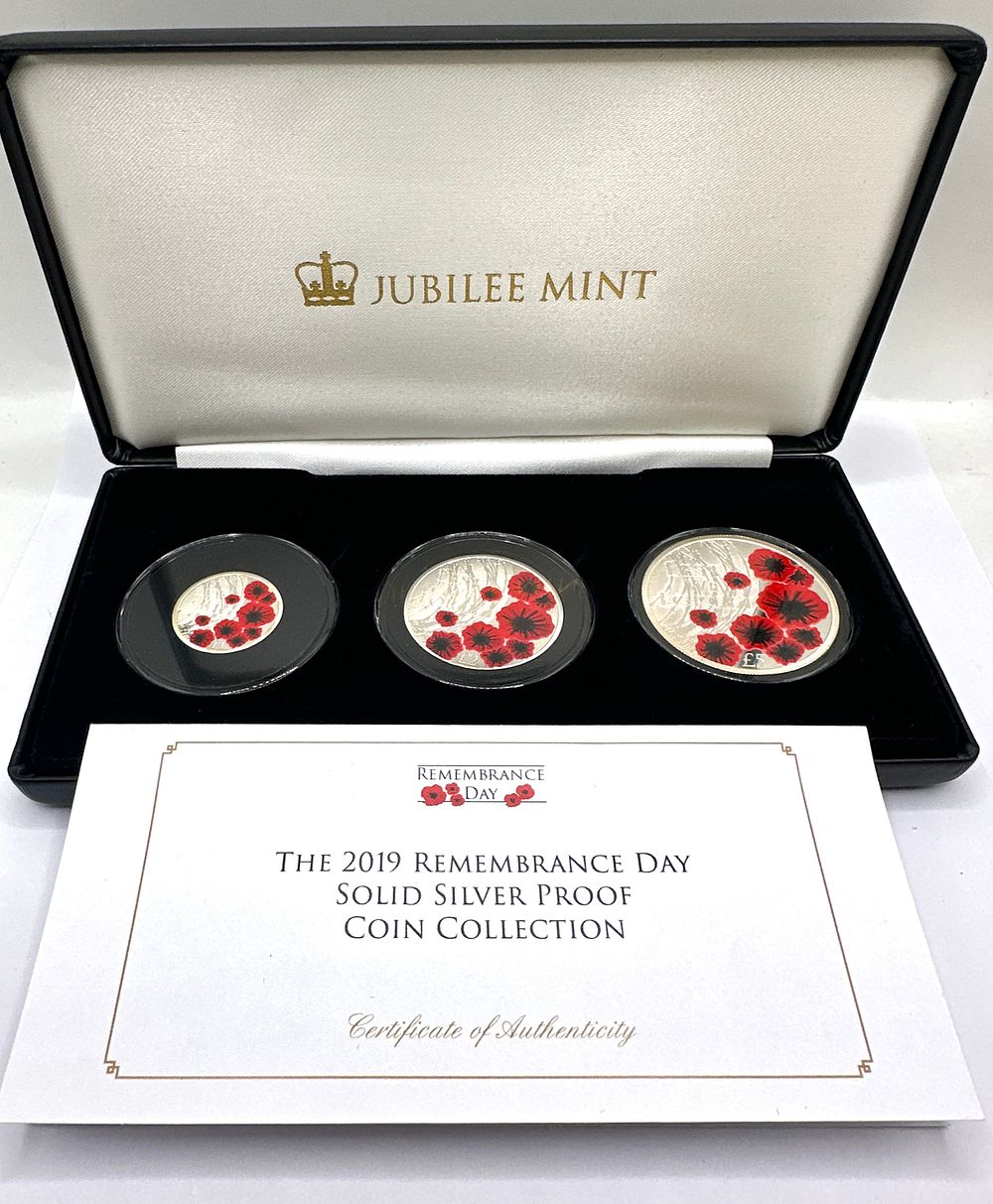 Lot 88: Alderney 2019 Remembrance Day Solid Silver Proof Coin Set