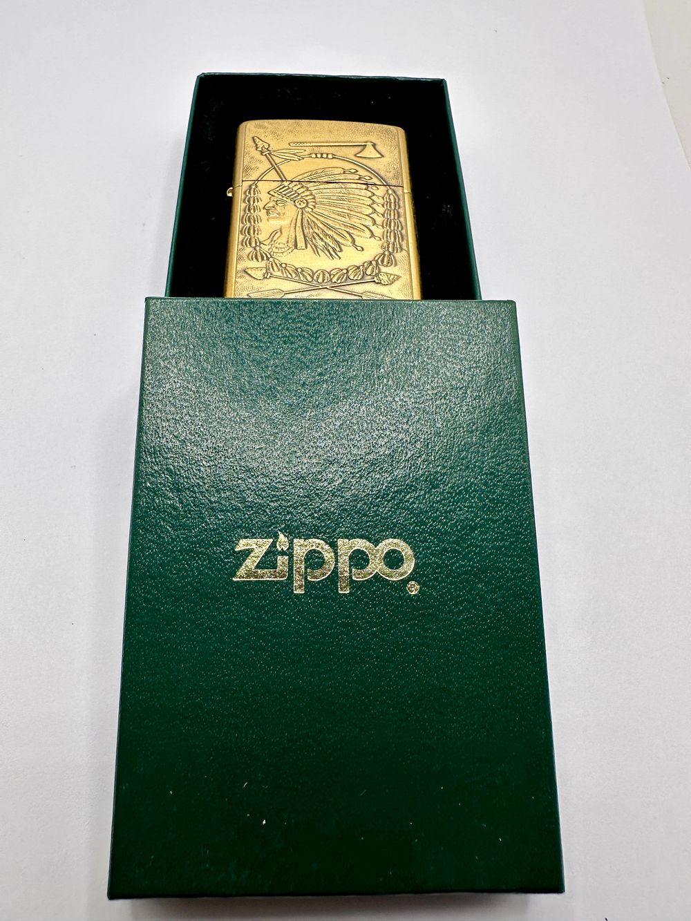 Lot 266: A Zippo Windproof Lighter With Native American Design and Case