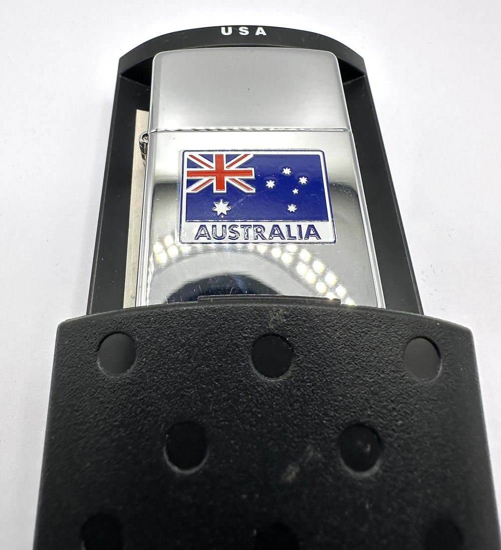 Lot 267: A Zippo Windproof Pocket Lighter Featuring An Australian Flag Emblem