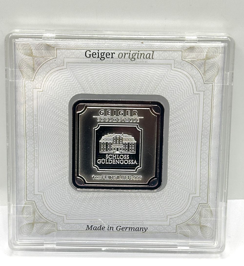 Lot 218: Geiger Edelmetalle 1 oz AG 999 Silver Square Bar