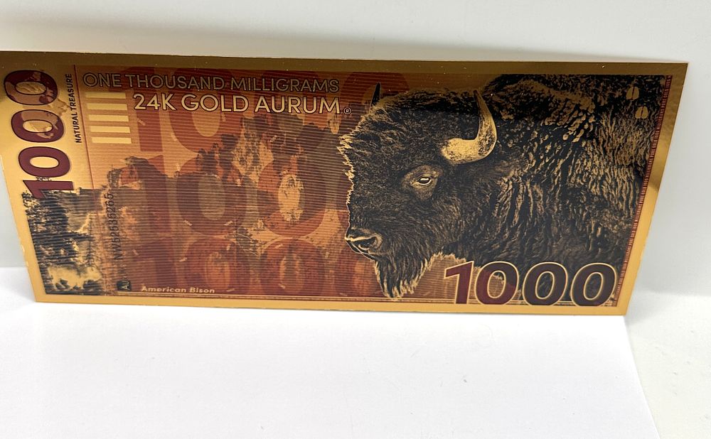Lot 220: An American Bison 24ct Gold Aurum 1000mg Note