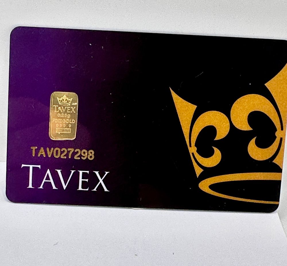 Lot 273: Tavex 0.25g 999.9 Fine Gold Bar in Assay Certificate