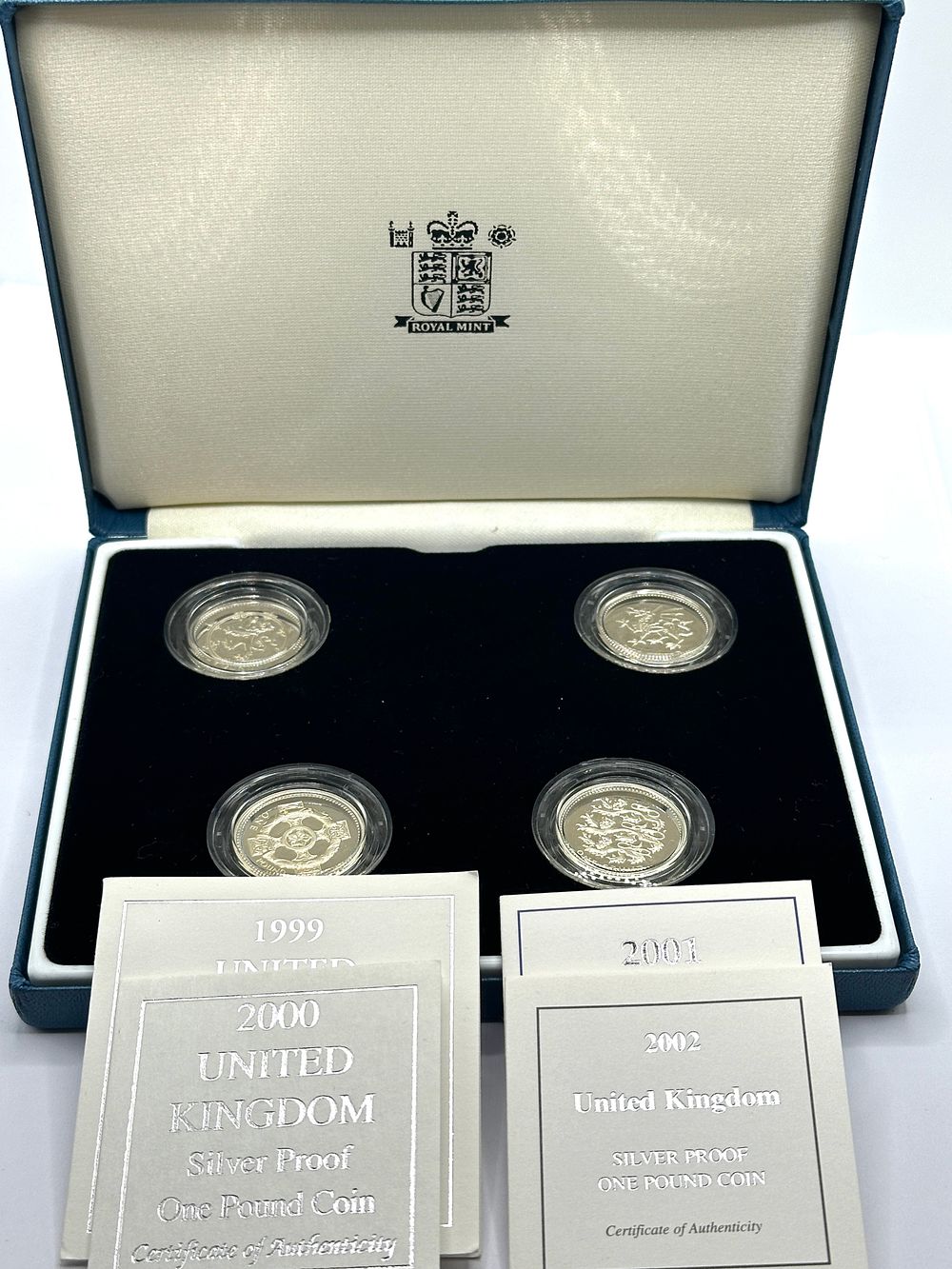 Lot 355: UK 1999-2002 Royal Mint Silver Proof One Pound Coin Collection